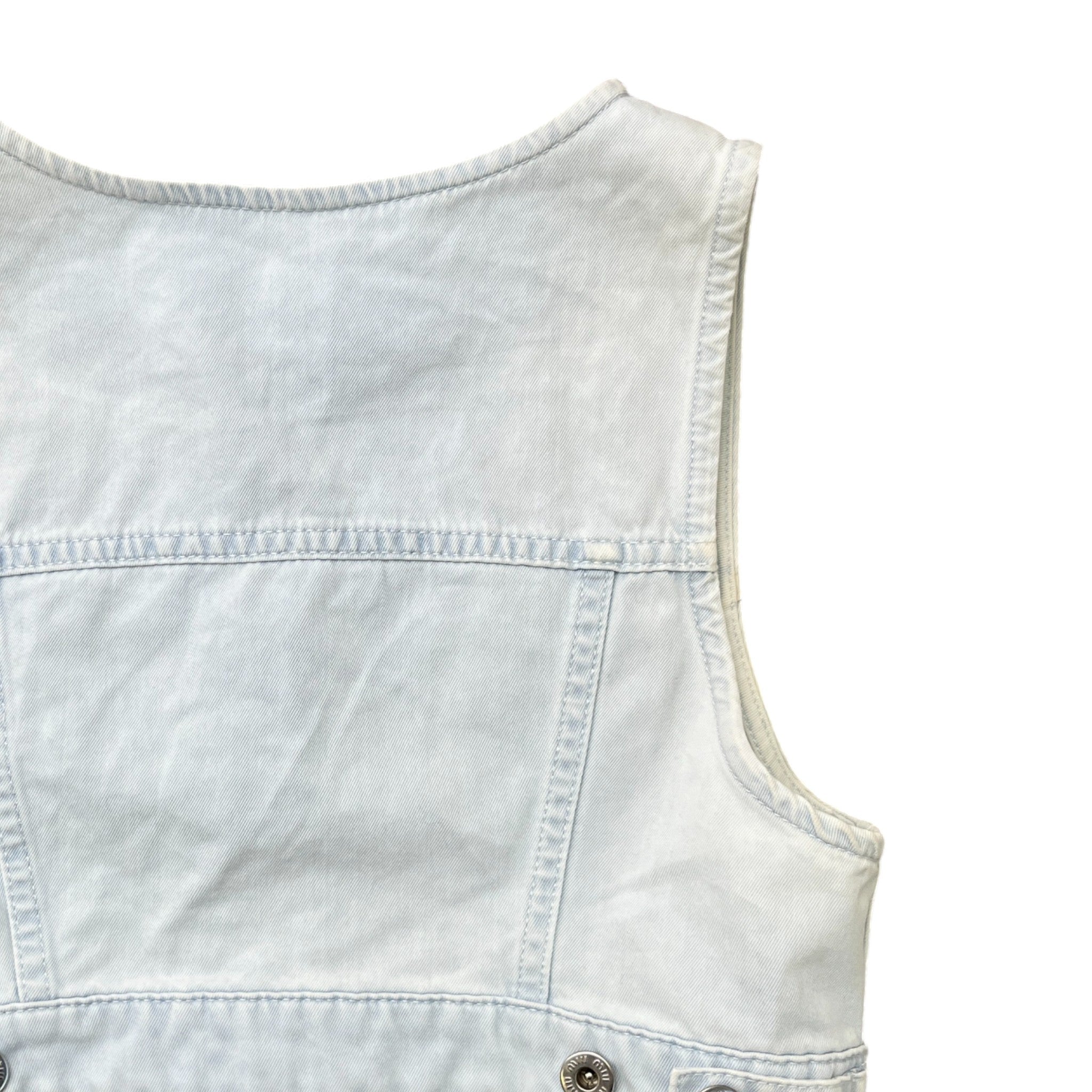 Women's Cropped Denim Logo Waist Coat Top Blue Size XS