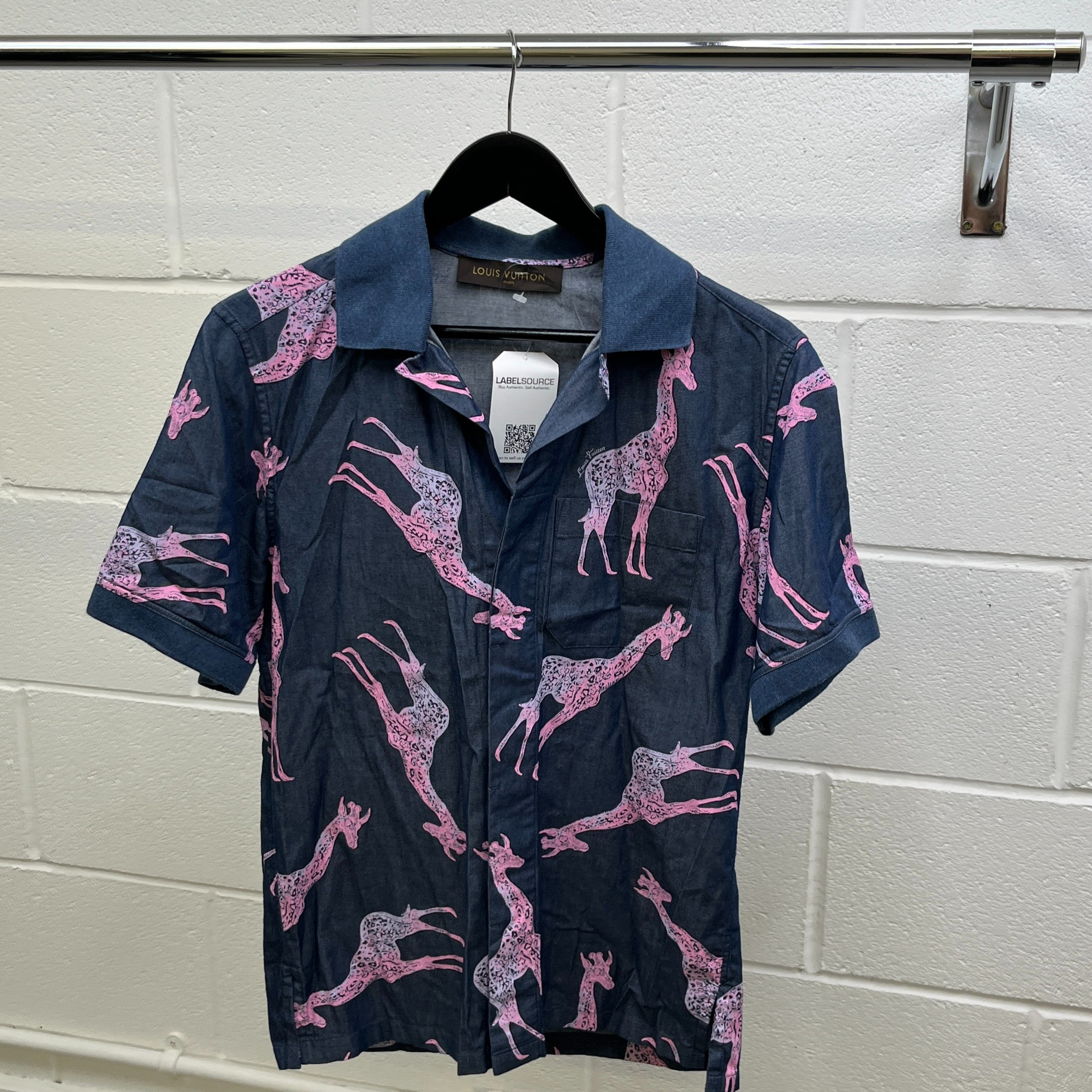 Men's Chapman Giraffe Rare Knit Collar Short Sleeve Shirt Multi-Coloured Size S