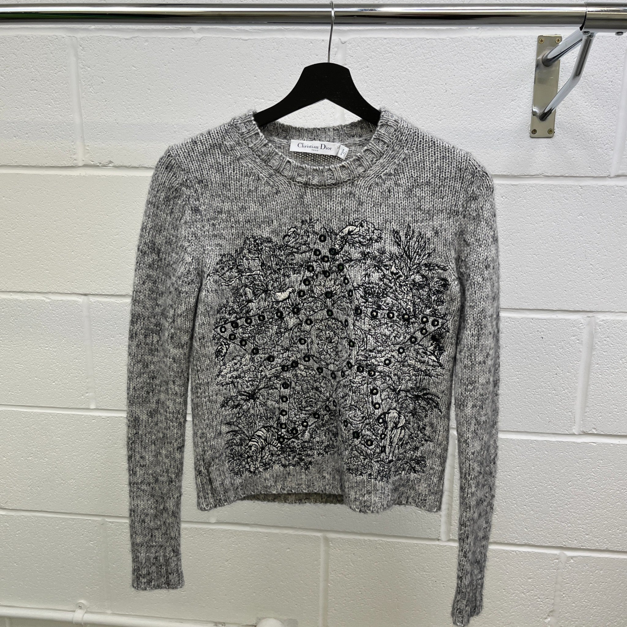 Women's Embossed Cashmere Jumper Grey Size XS