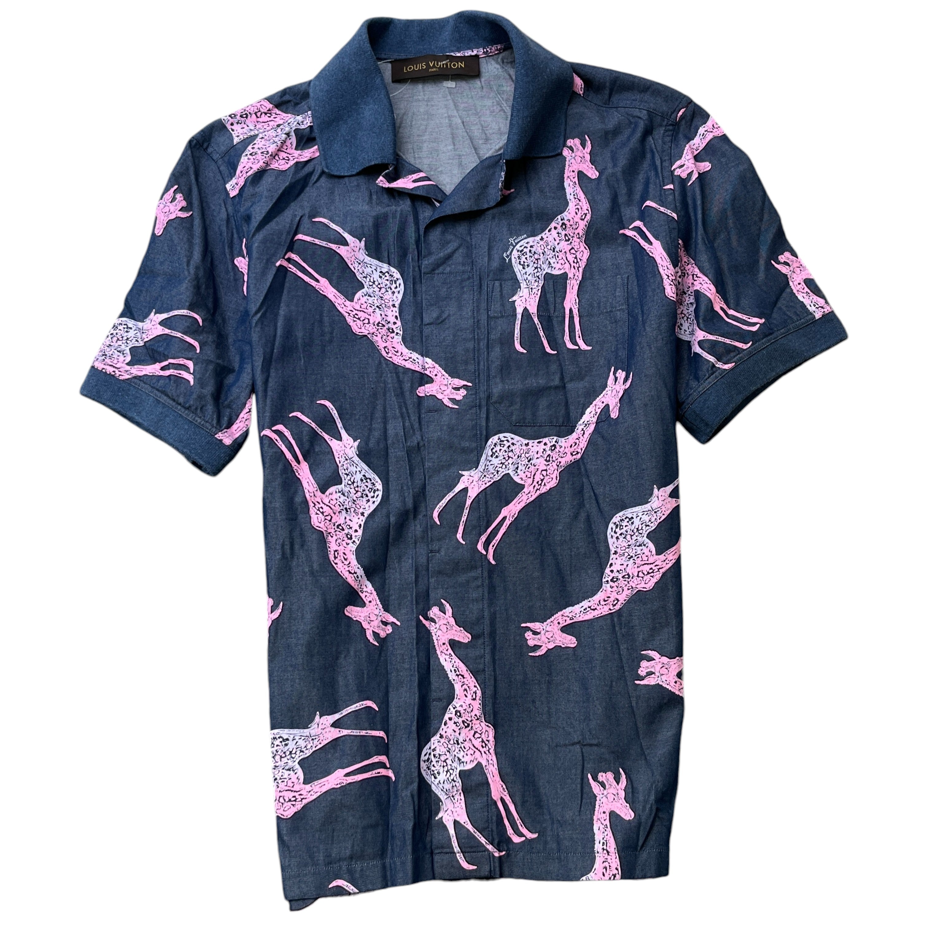 Men's Chapman Giraffe Rare Knit Collar Short Sleeve Shirt Multi-Coloured Size S