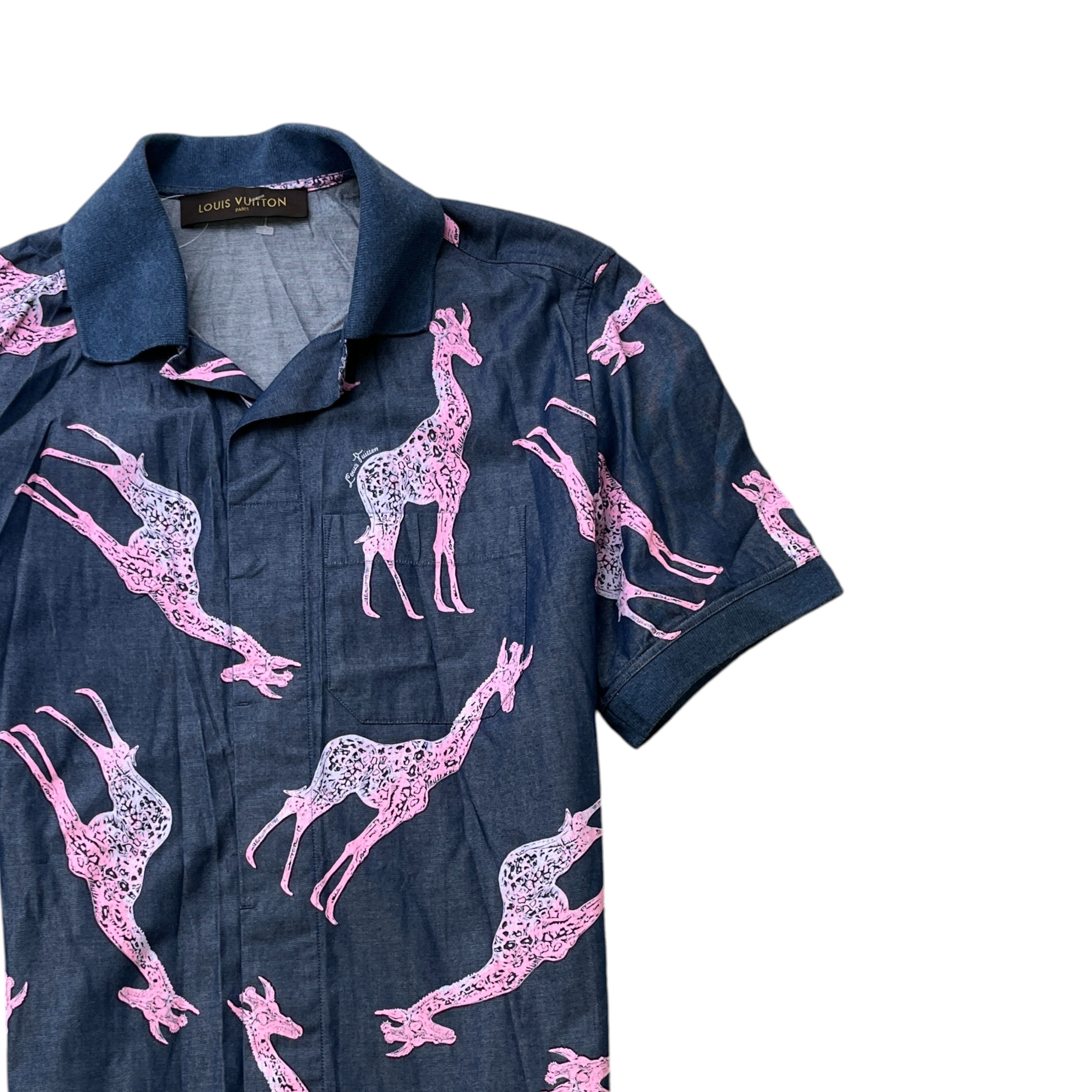 Men's Chapman Giraffe Rare Knit Collar Short Sleeve Shirt Multi-Coloured Size S