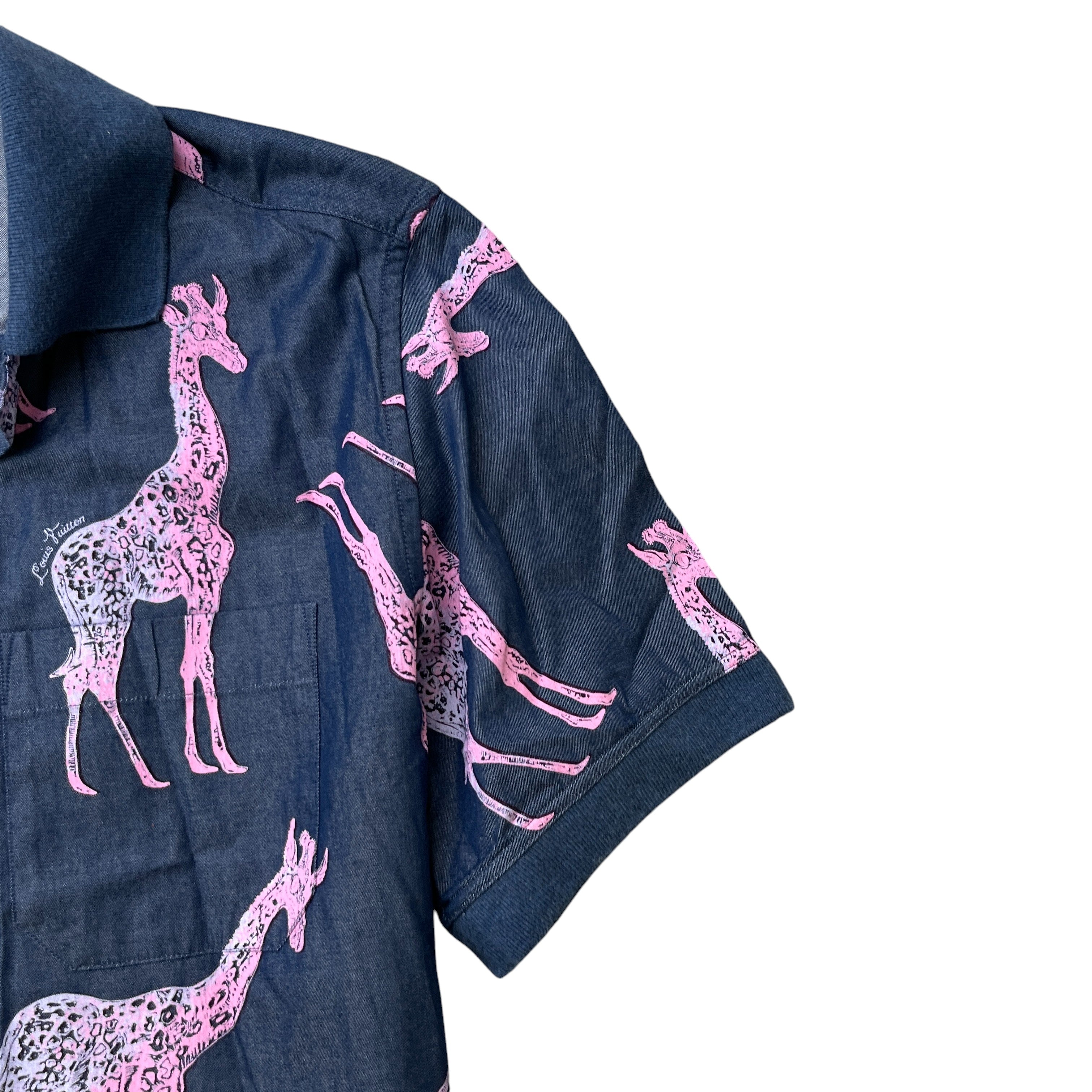 Men's Chapman Giraffe Rare Knit Collar Short Sleeve Shirt Multi-Coloured Size S