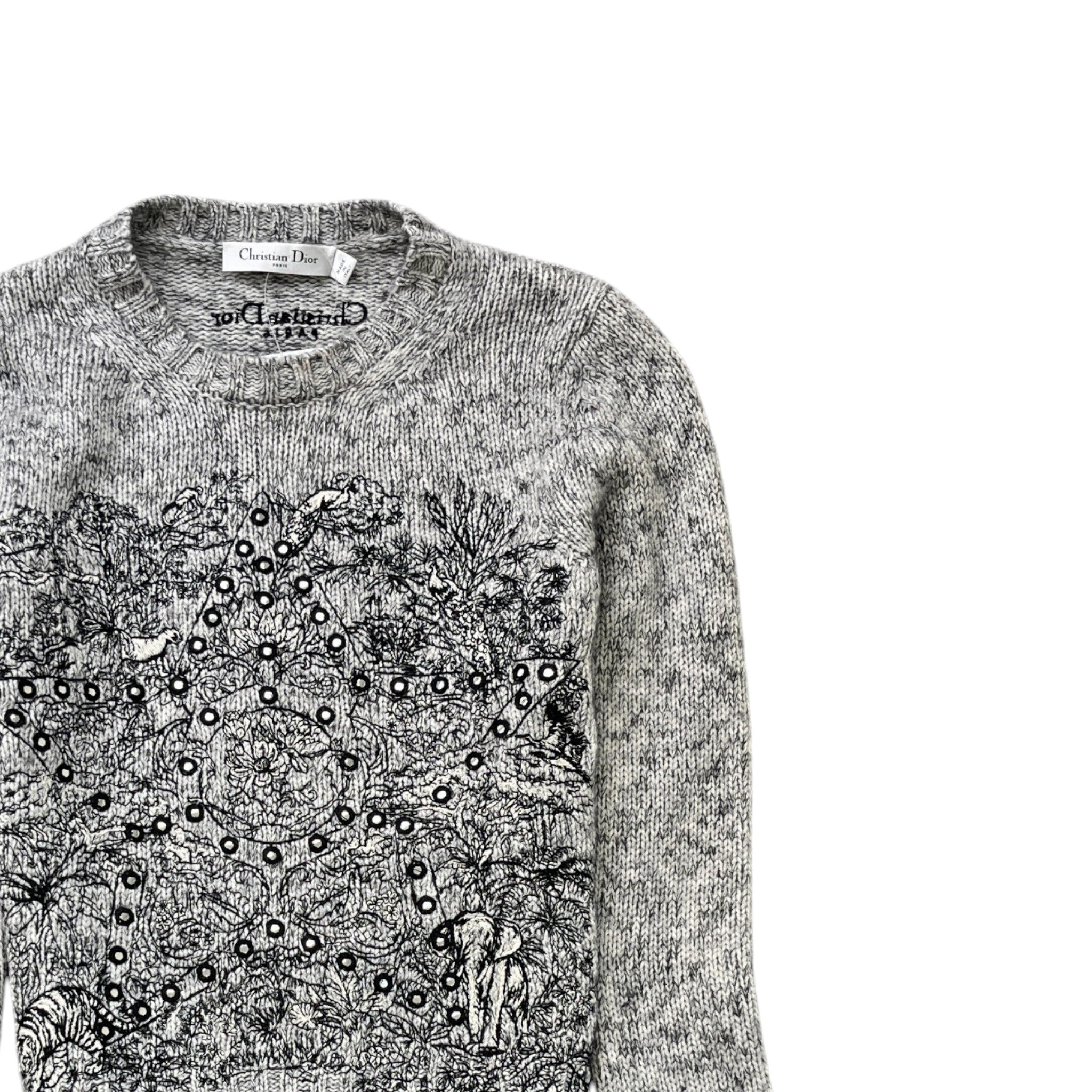 Women's Embossed Cashmere Jumper Grey Size XS