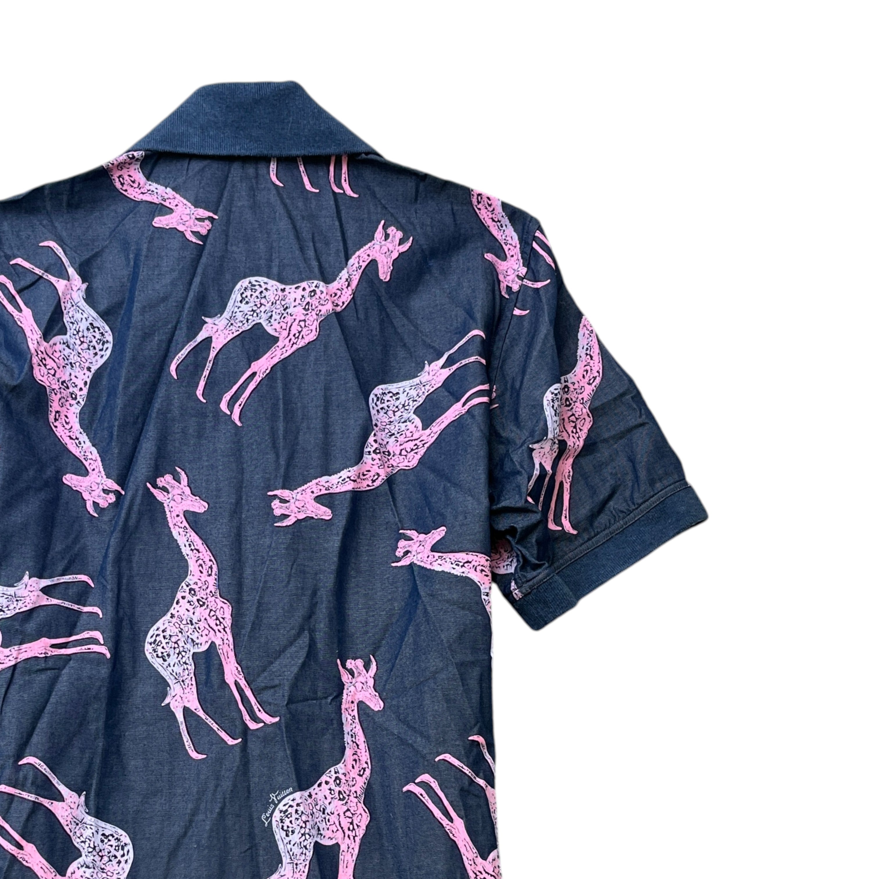 Men's Chapman Giraffe Rare Knit Collar Short Sleeve Shirt Multi-Coloured Size S