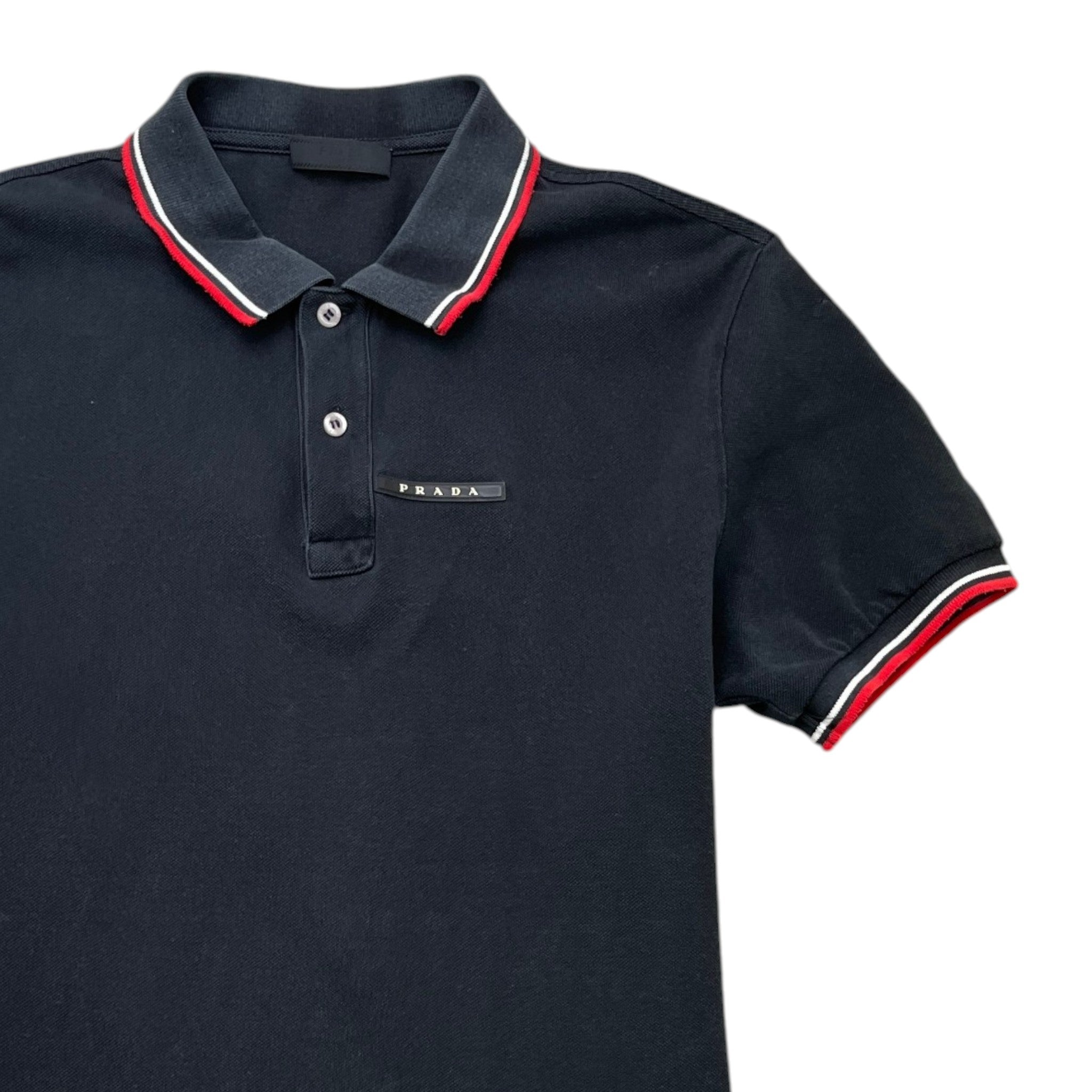 Men's Plaque Logo Polo Shirt Black Size XL