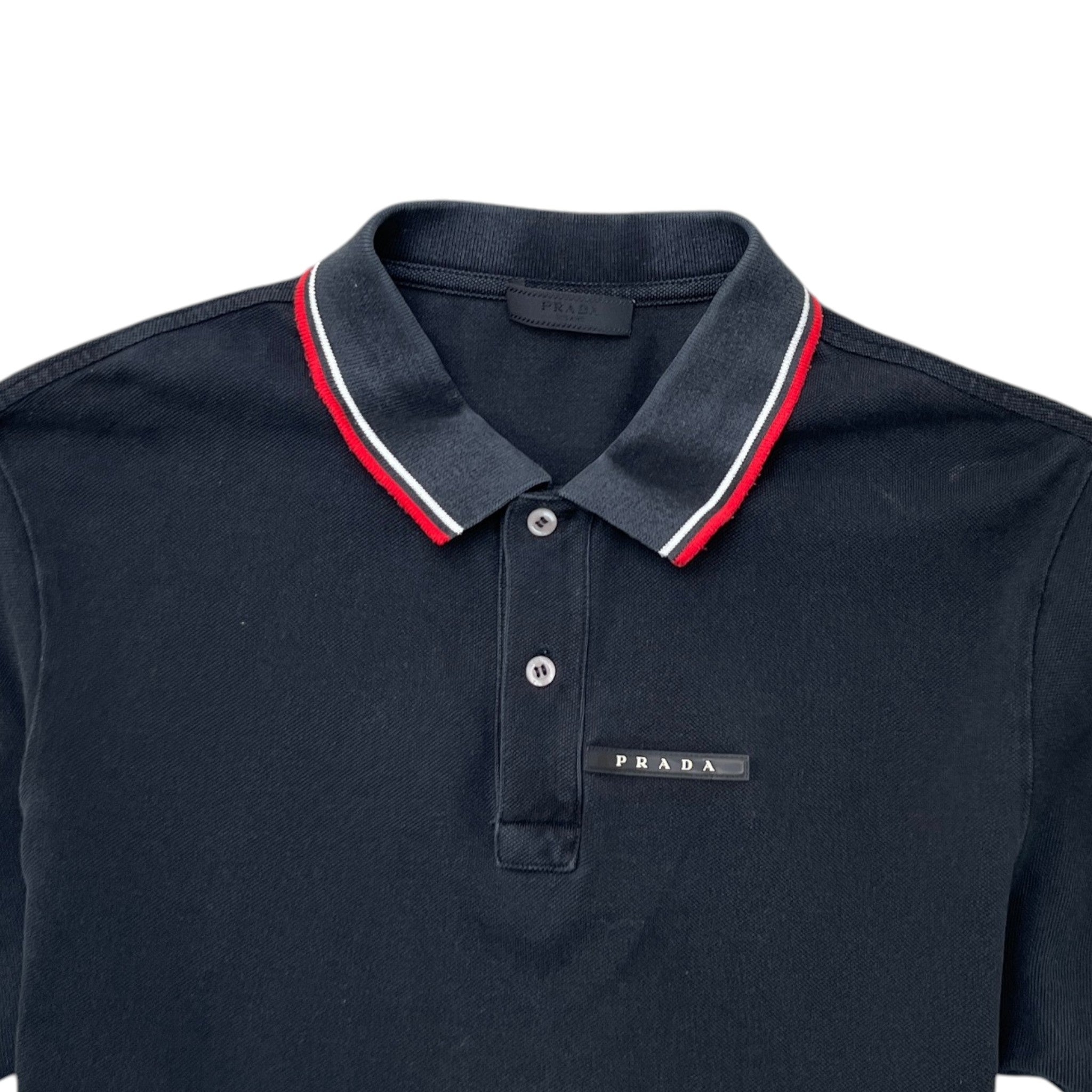 Men's Plaque Logo Polo Shirt Black Size XL