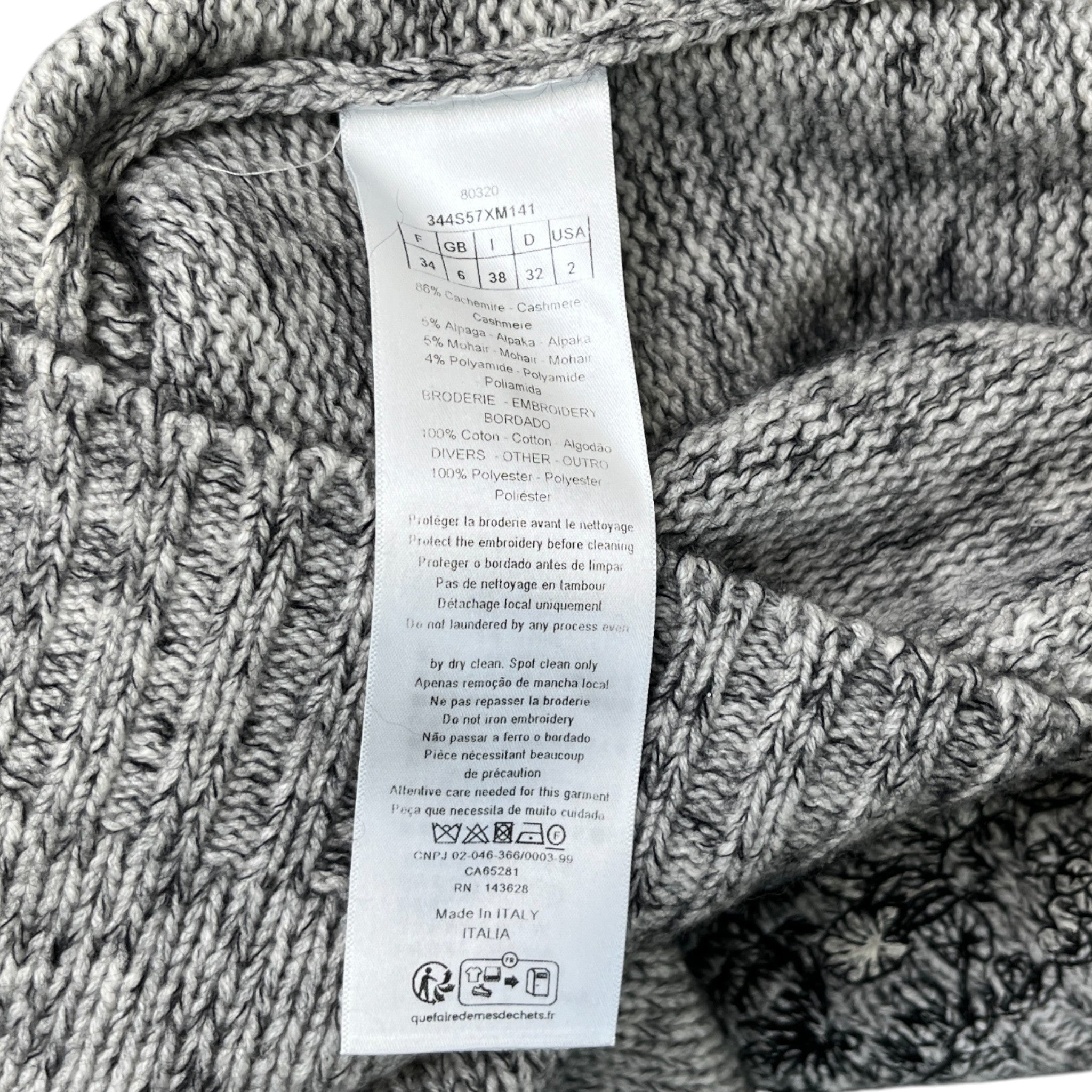 Women's Embossed Cashmere Jumper Grey Size XS