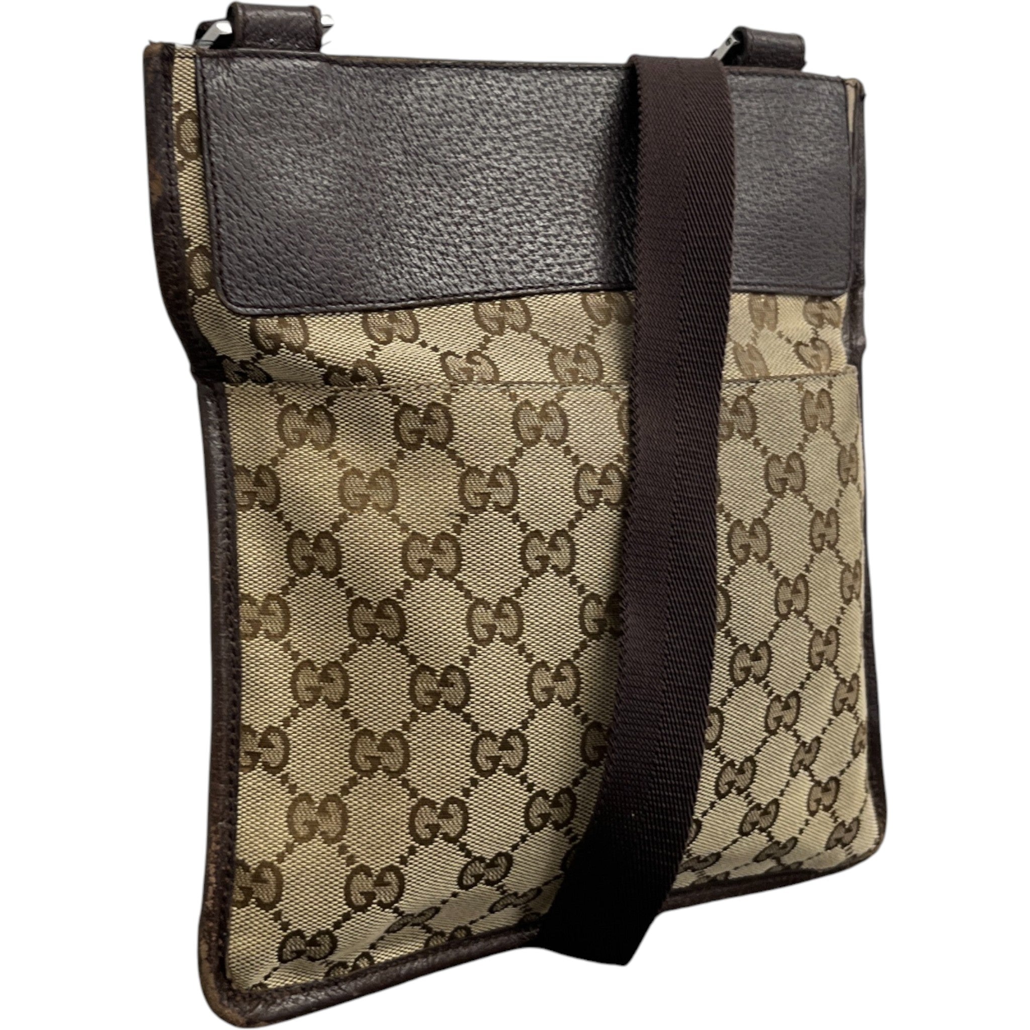 Men's Gg Supreme Canvas Messenger Bag Brown