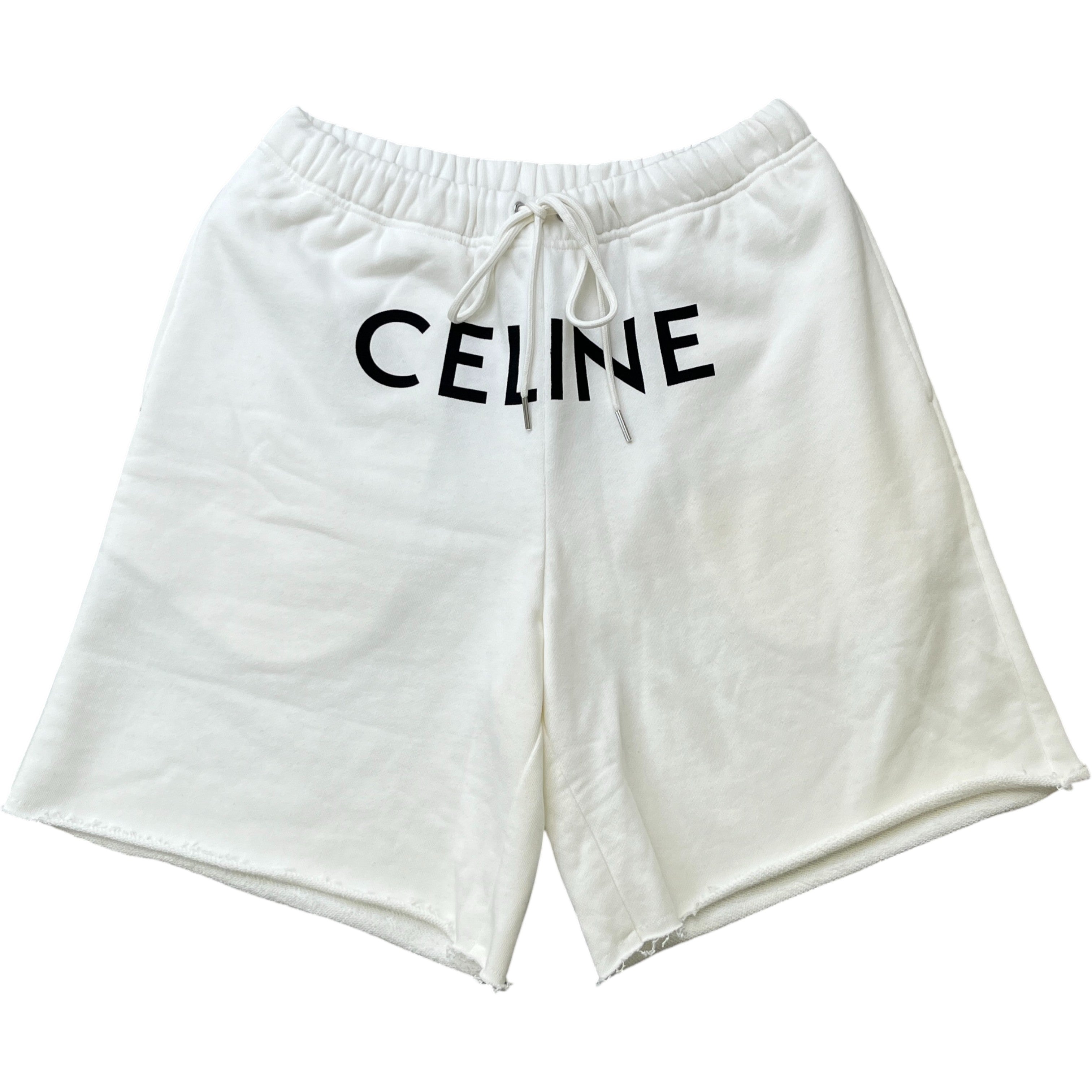 Men's Logo Print Shorts White Size M