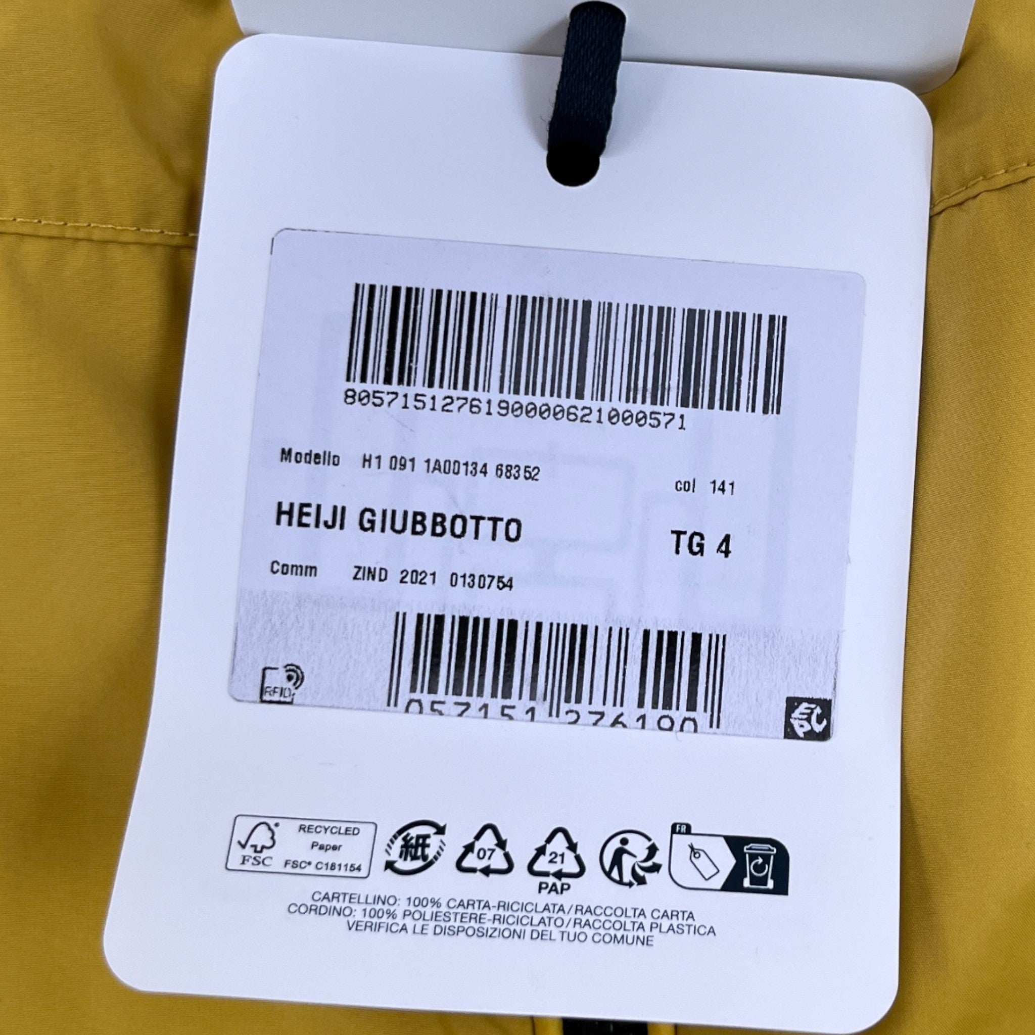 Men's Heiji Windbreaker Yellow Size 4 / XL