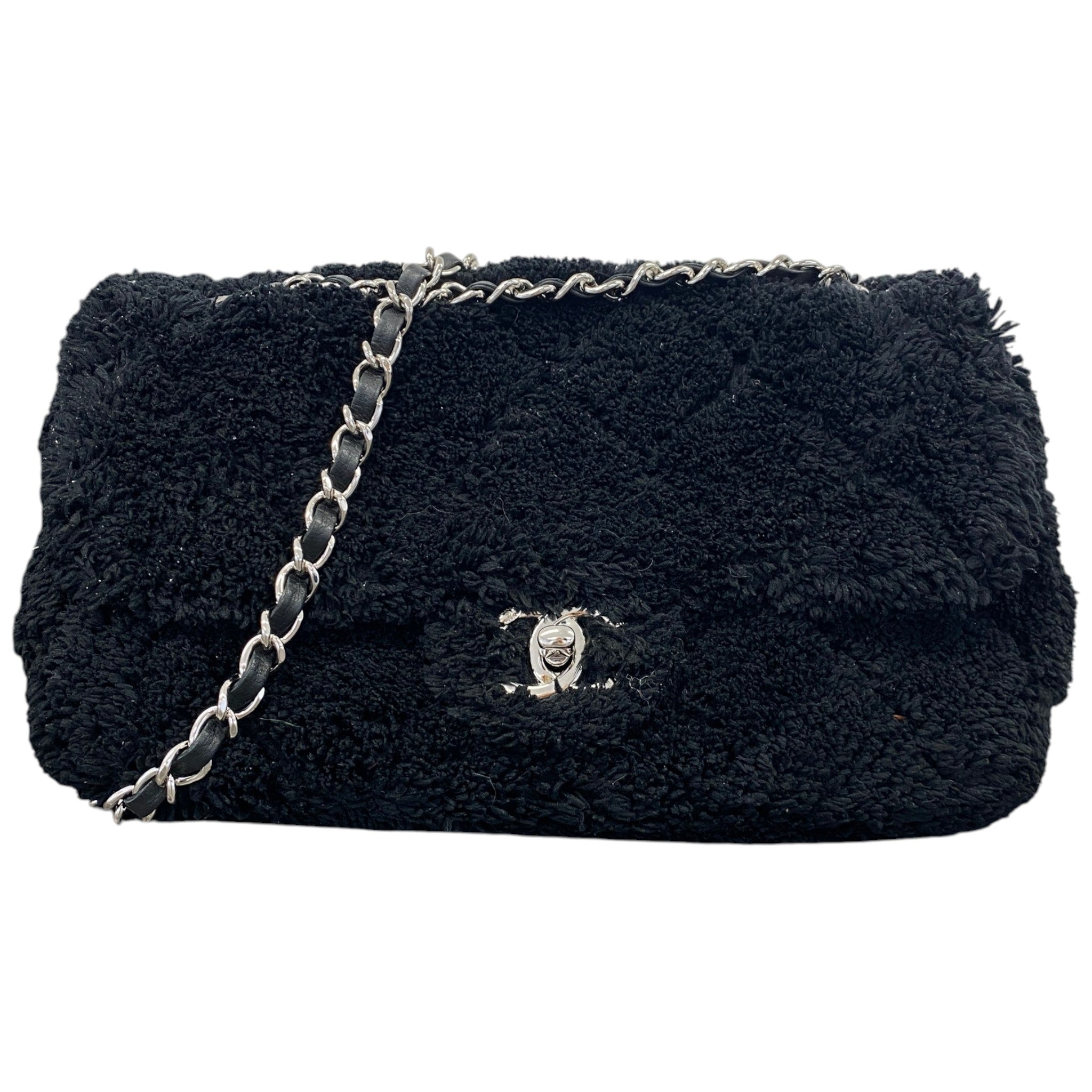 Women's Shearling Classic Fur Single Flap Bag Black