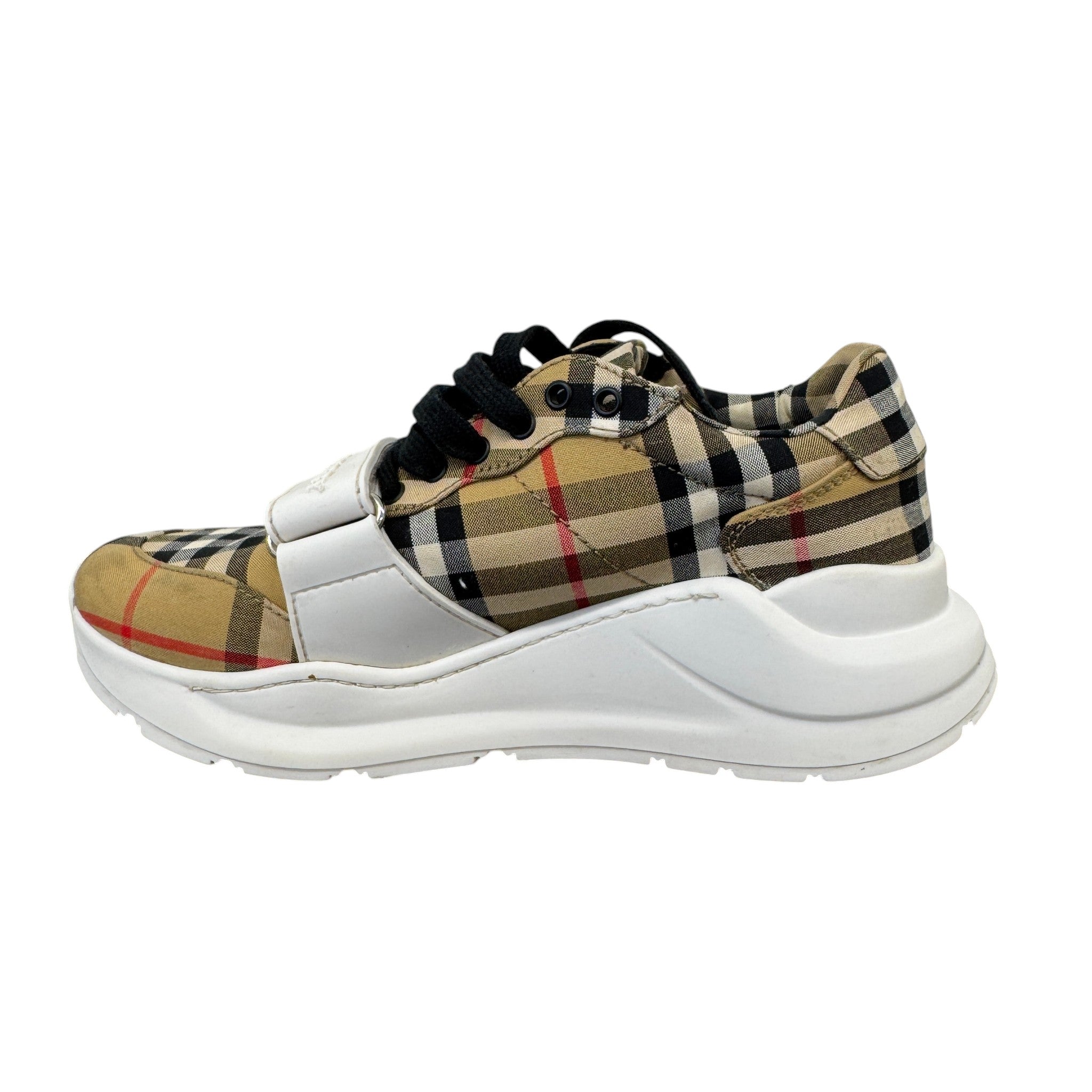 Women's Checkered Regis Low Trainers Beige Size EU 36 / UK 3