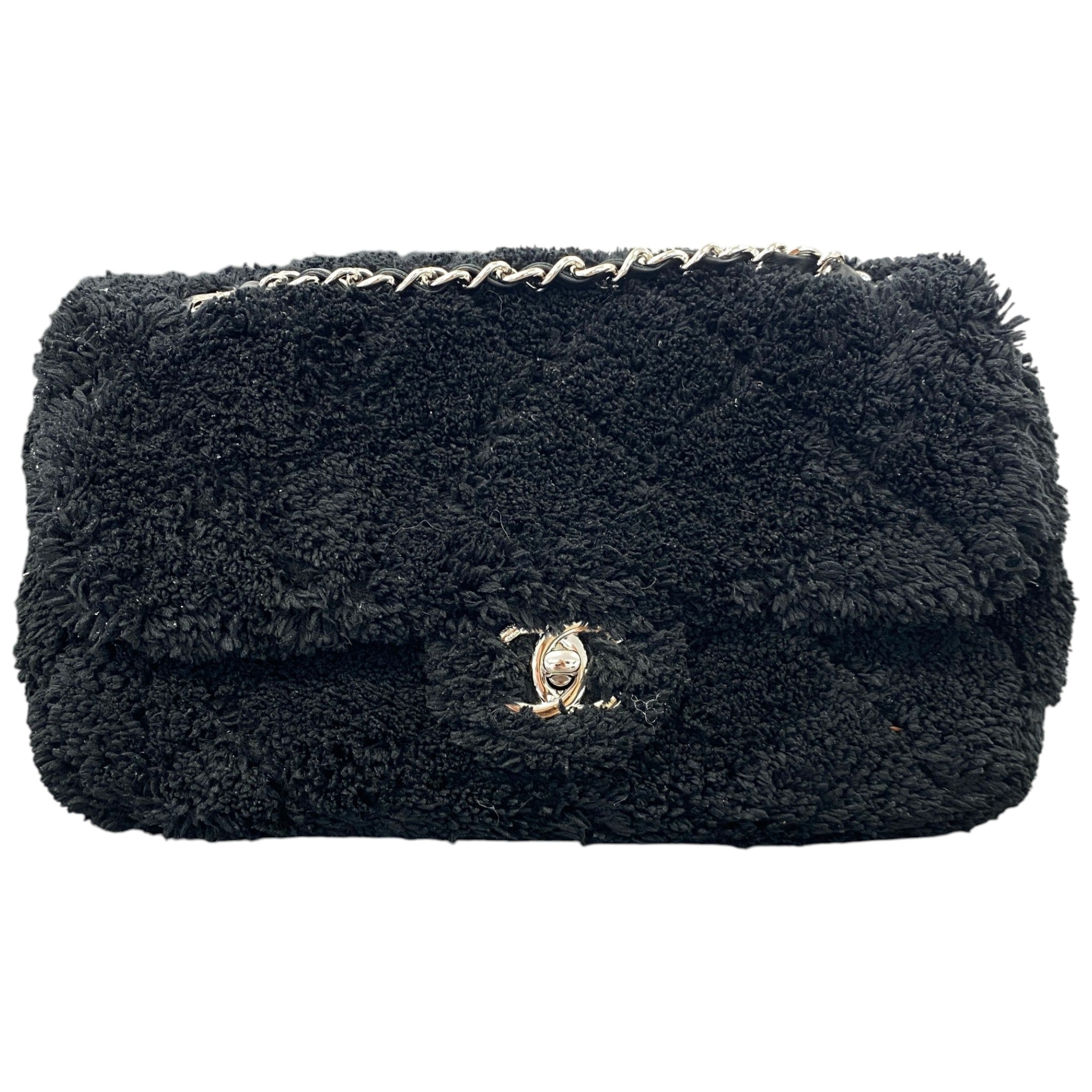Women's Shearling Classic Fur Single Flap Bag Black