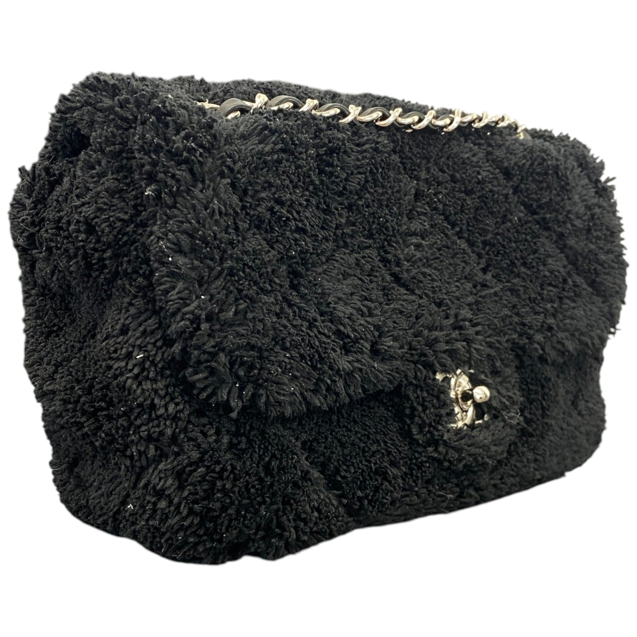 Women's Shearling Classic Fur Single Flap Bag Black