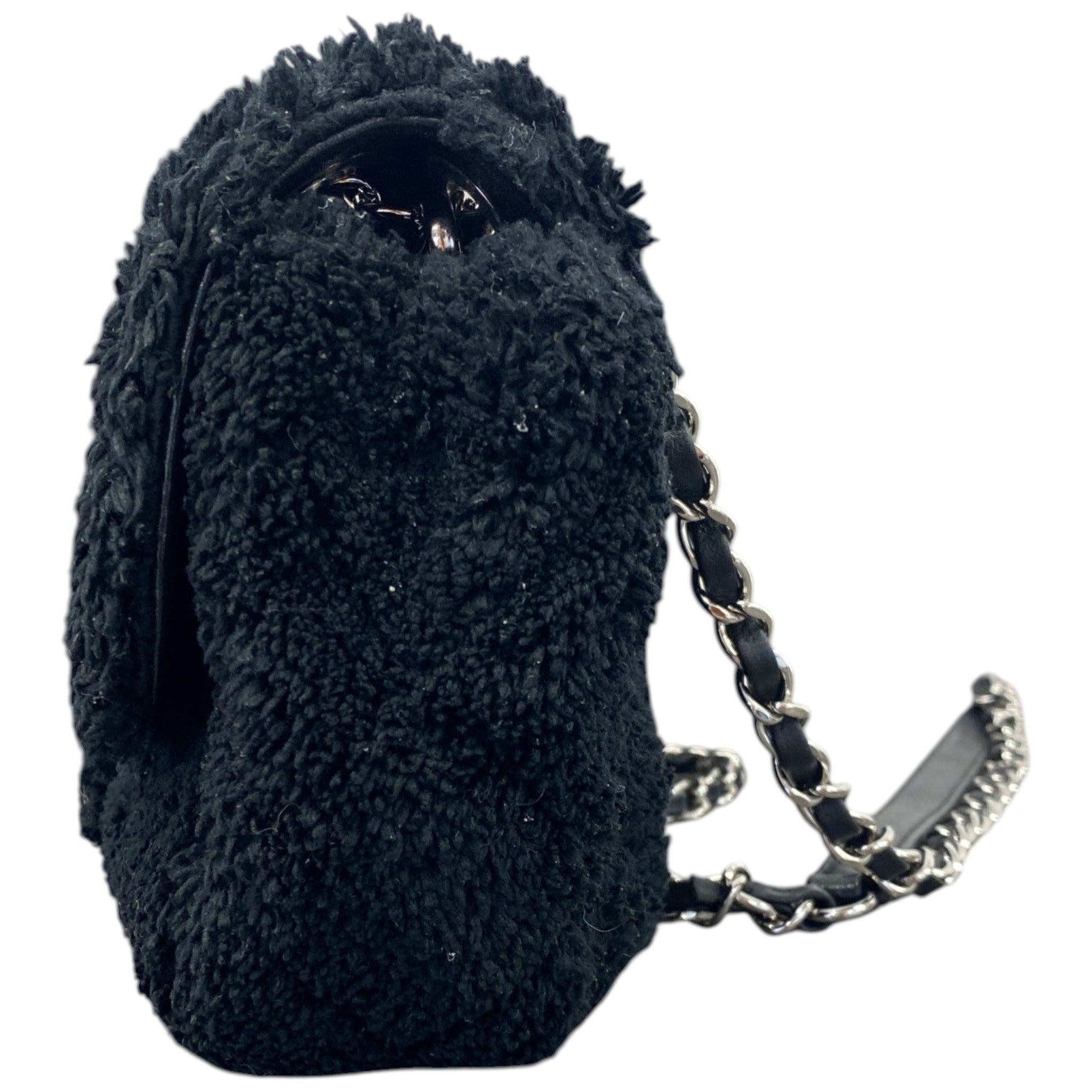 Women's Shearling Classic Fur Single Flap Bag Black