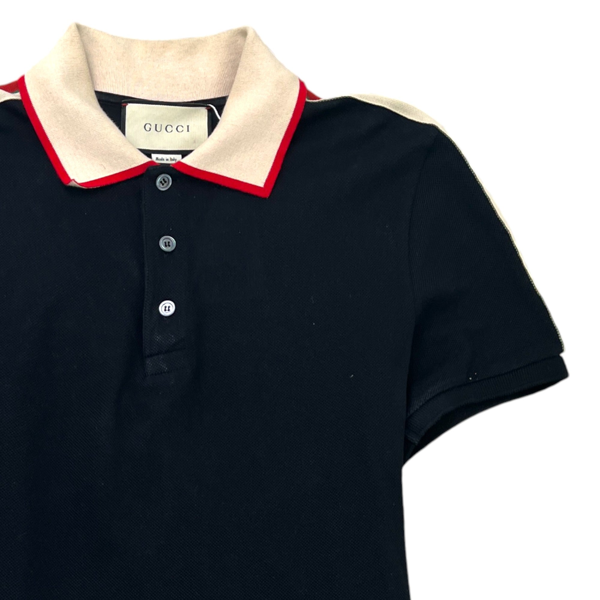 Men's Web Tape Logo Polo Shirt Black Size M