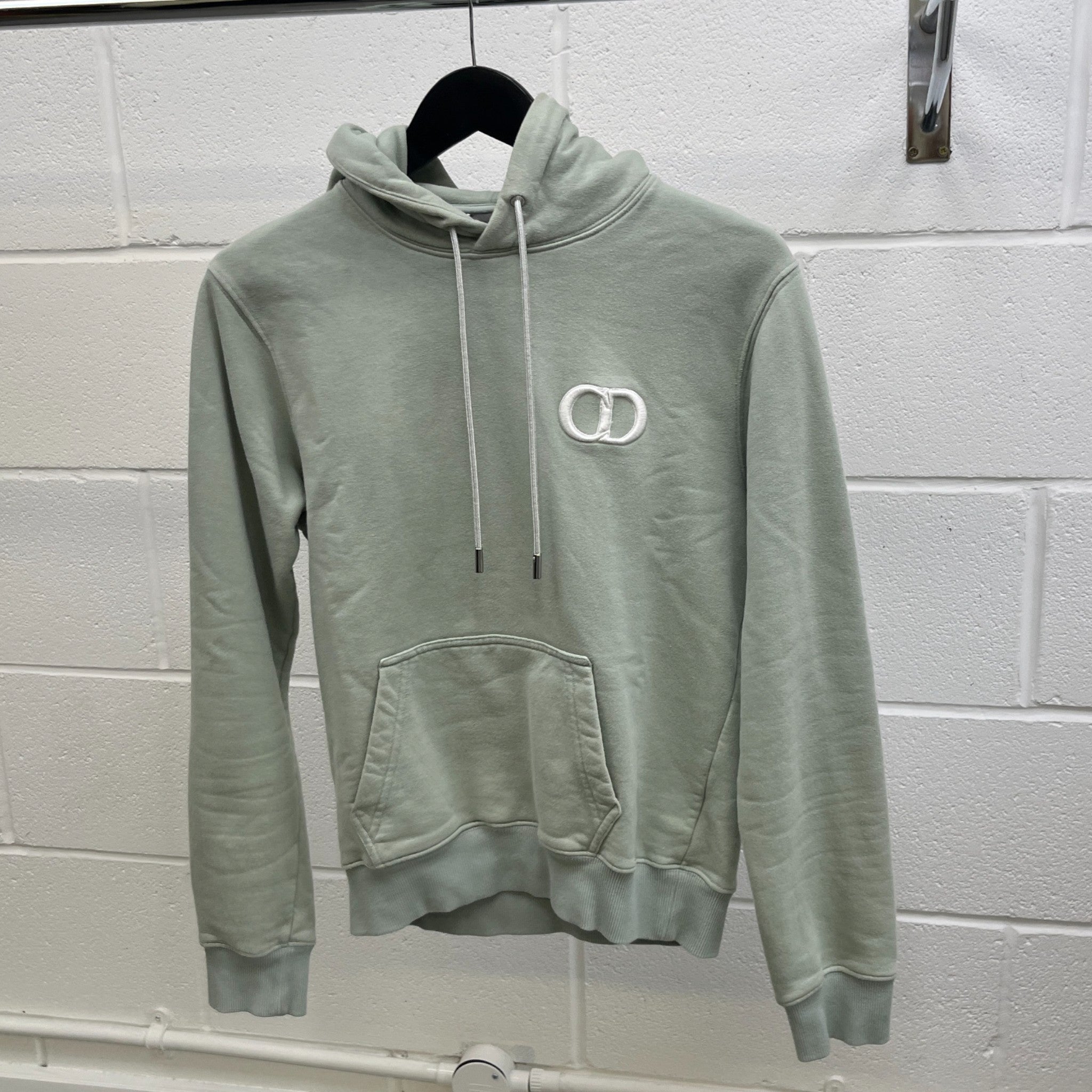 Men's Embroidered Icon Logo Hoodie Green Size XS