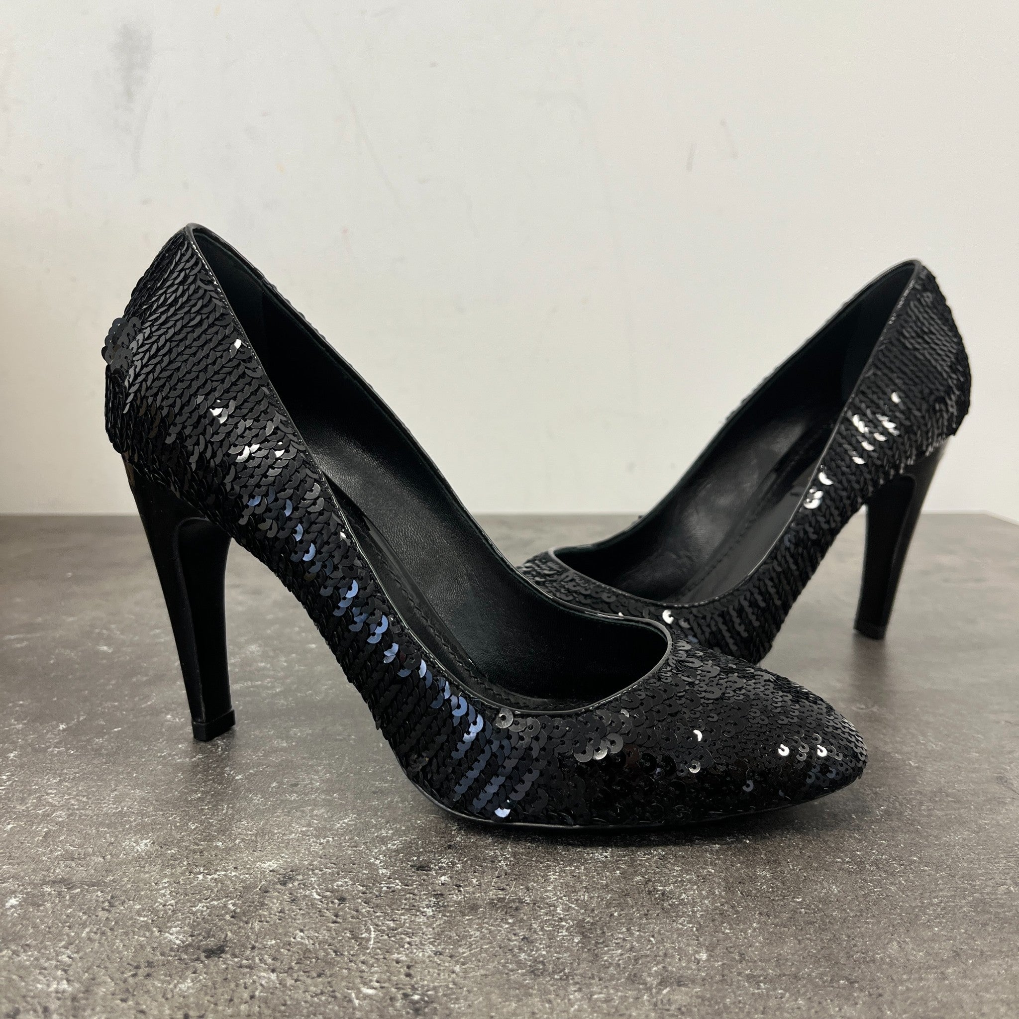 Women's Sequin Pumps Heels Black Size EU 38 / UK 5