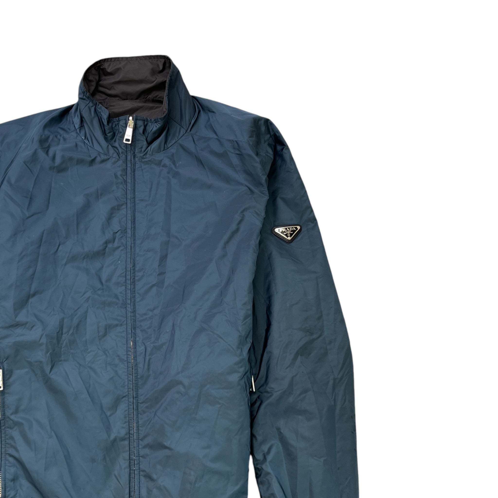 Men's Plaque Logo Reversible Windbreaker Blue Size IT 54 / XXL