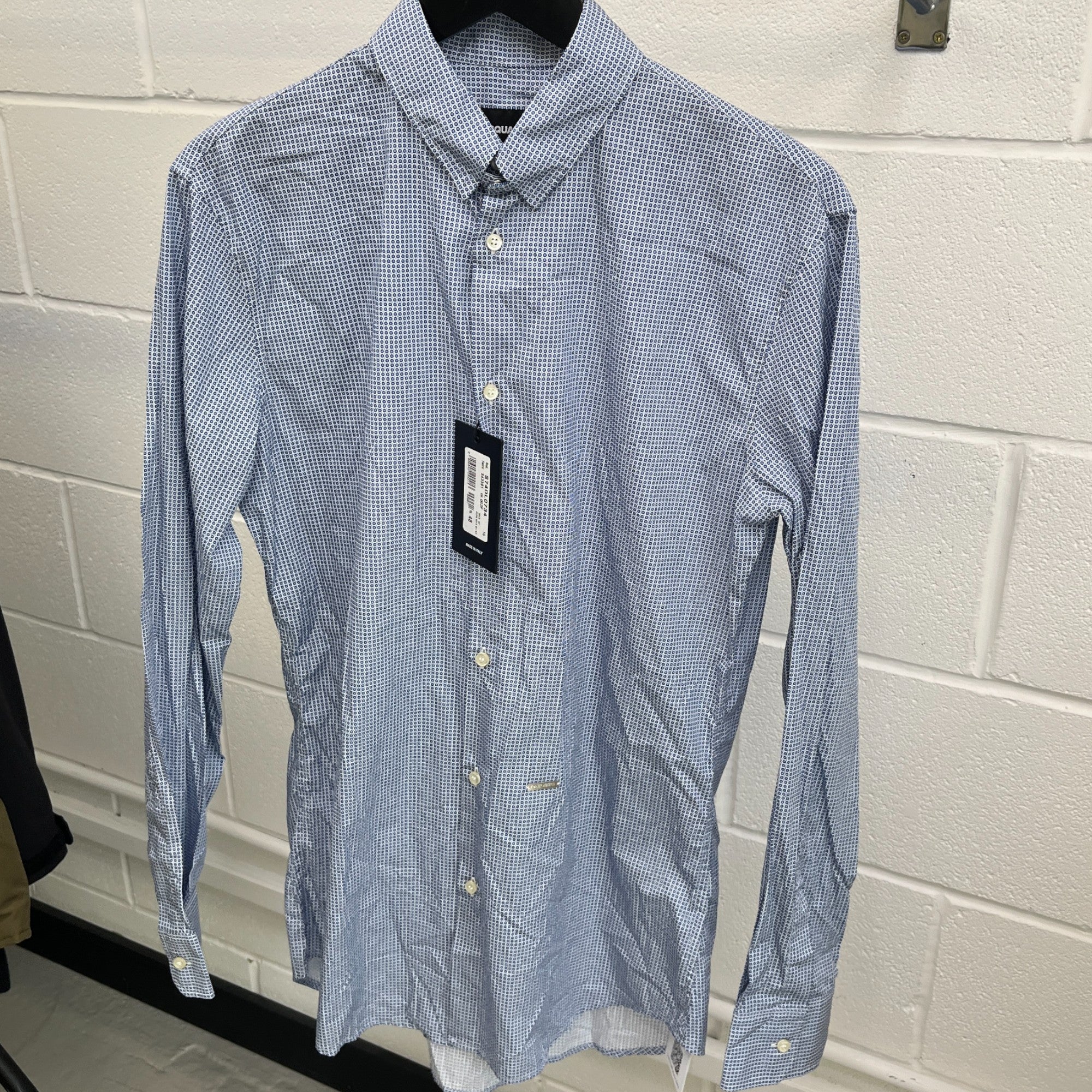 Men's Plaque Logo Long Sleeve Shirt Blue Size IT 48 / UK M