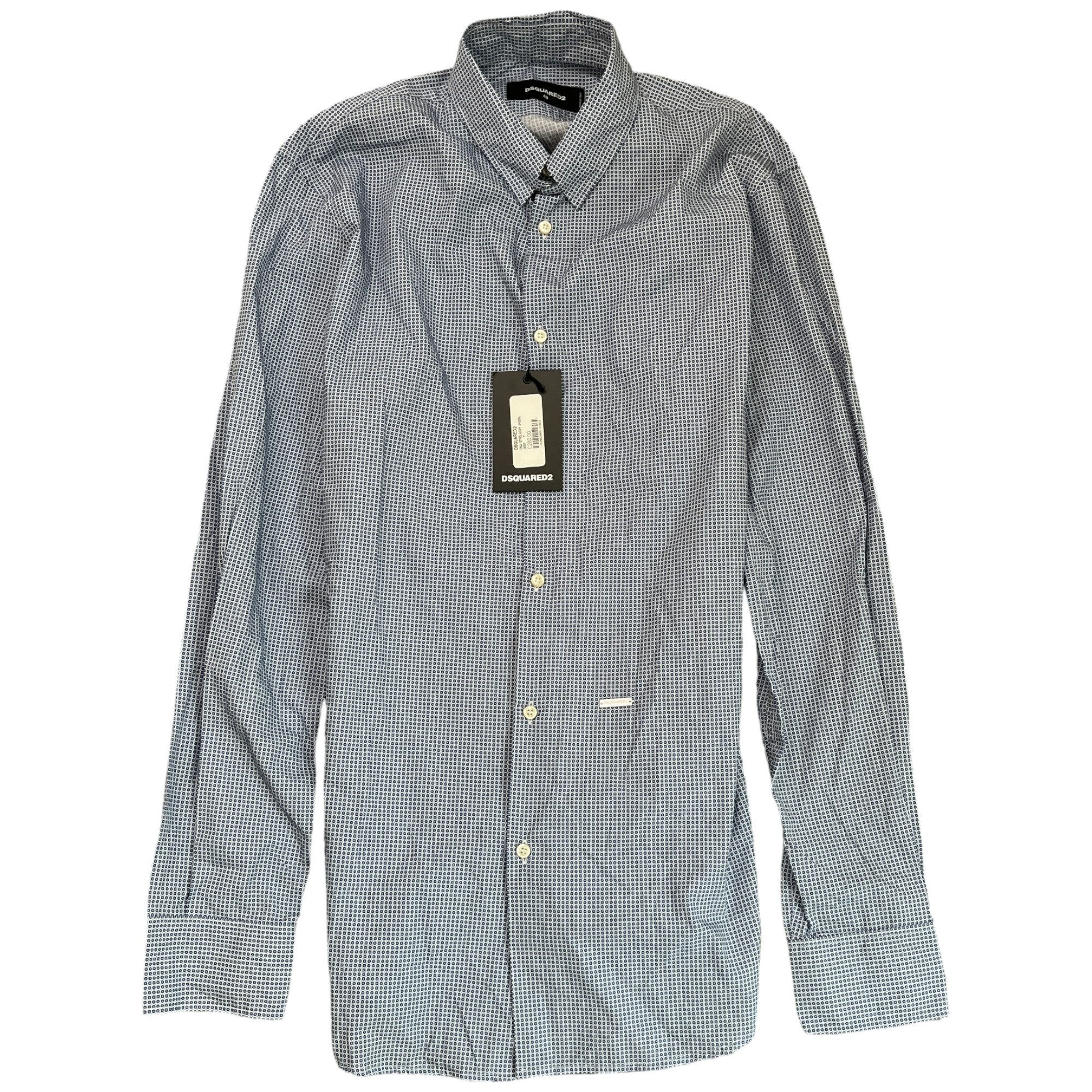 Men's Plaque Logo Long Sleeve Shirt Blue Size IT 48 / UK M