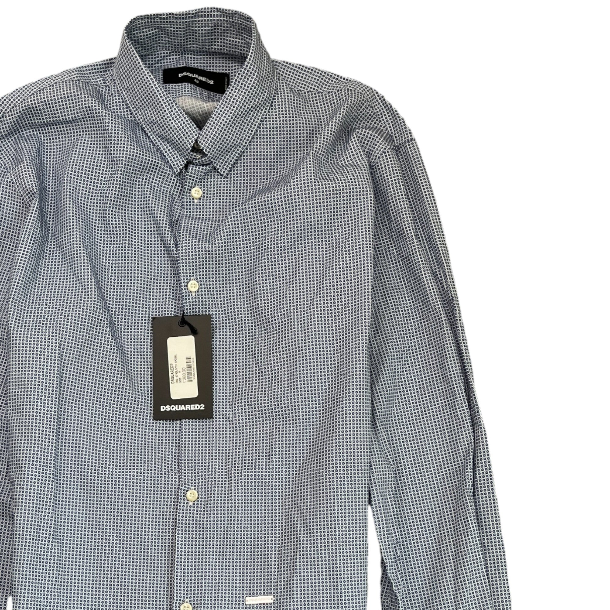 Men's Plaque Logo Long Sleeve Shirt Blue Size IT 48 / UK M