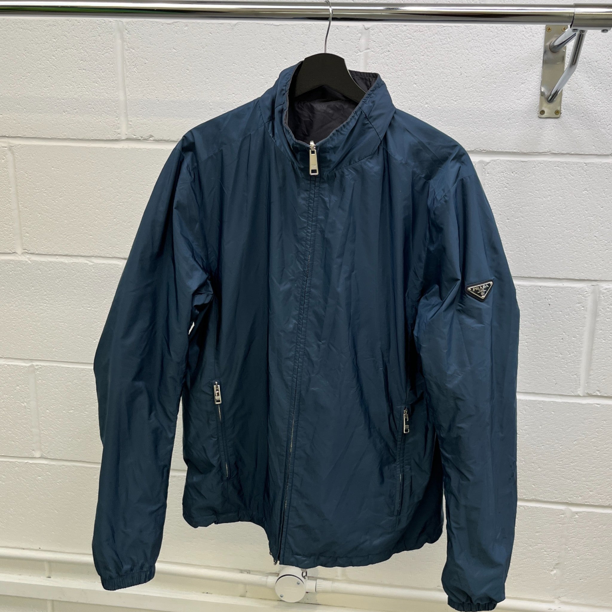 Men's Plaque Logo Reversible Windbreaker Blue Size IT 54 / XXL