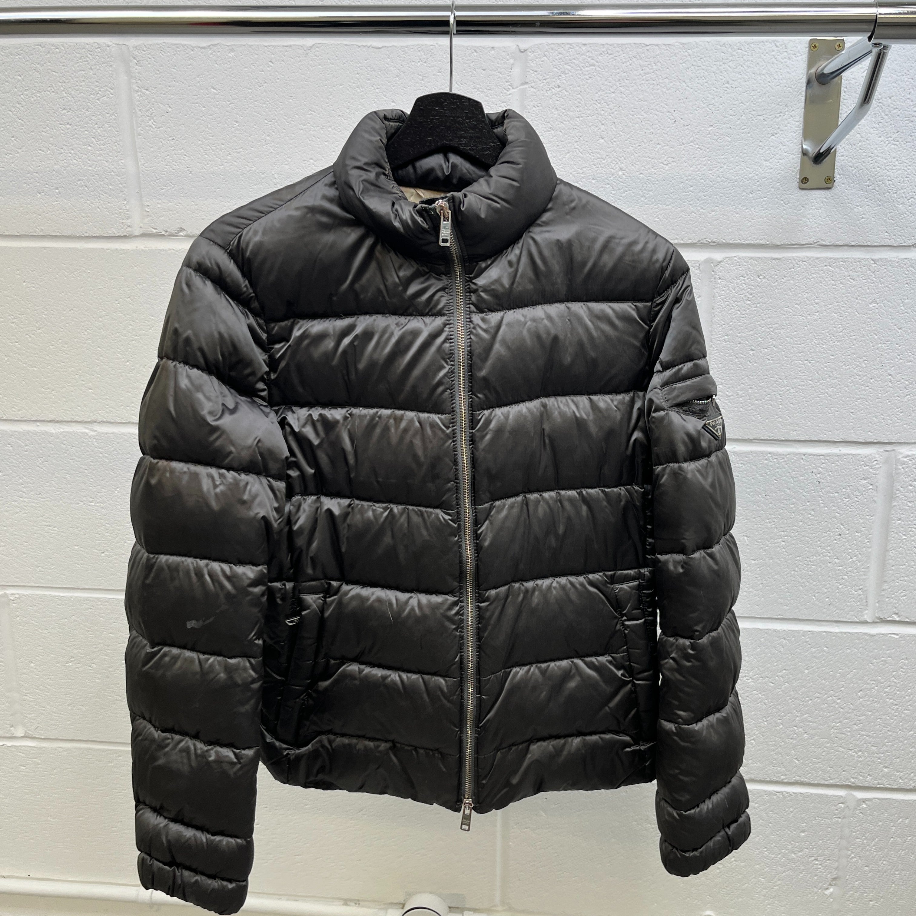 Women's Plaque Logo Down Jacket Grey Size 44 / UK 12