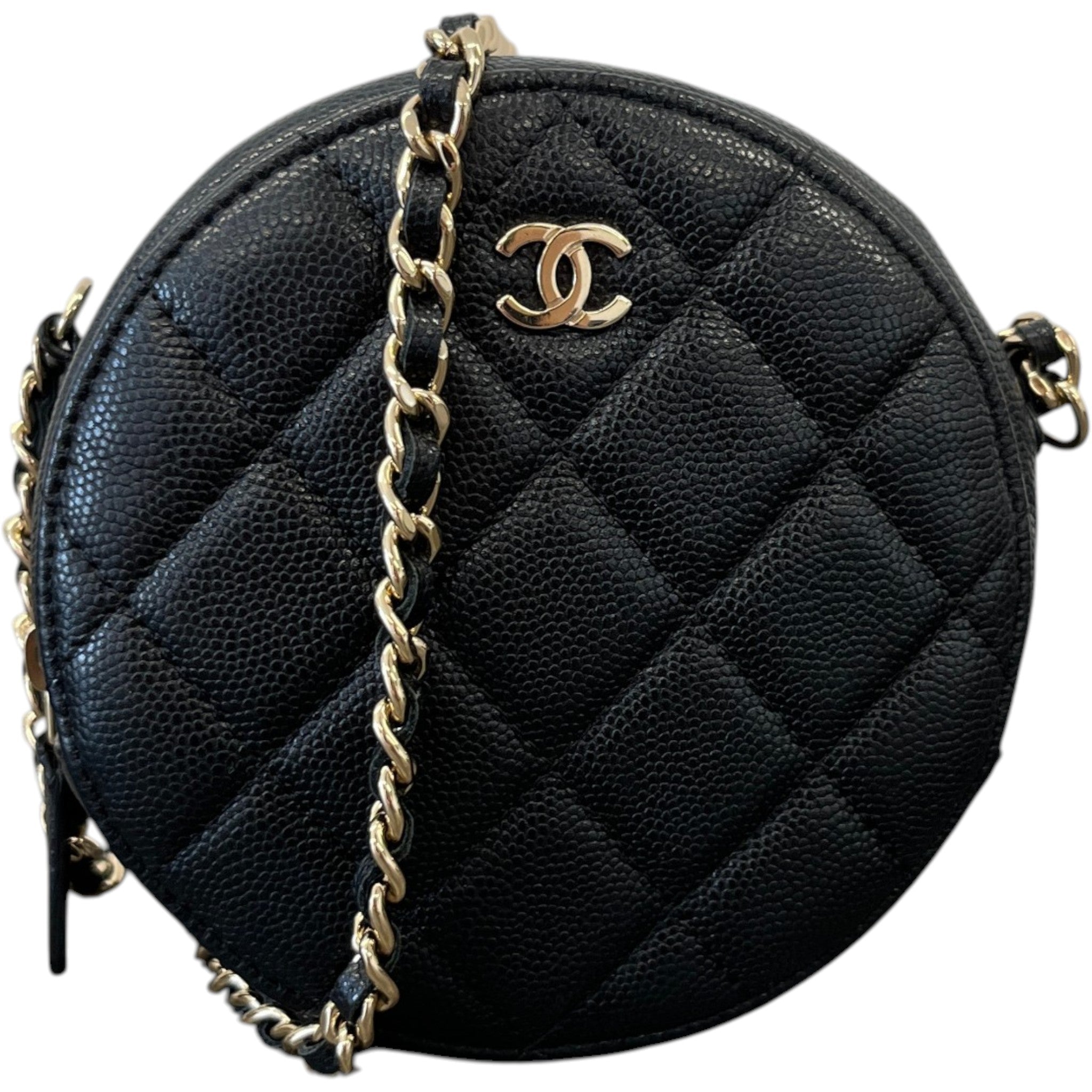 Women's Round Mini Caviar Bag Black