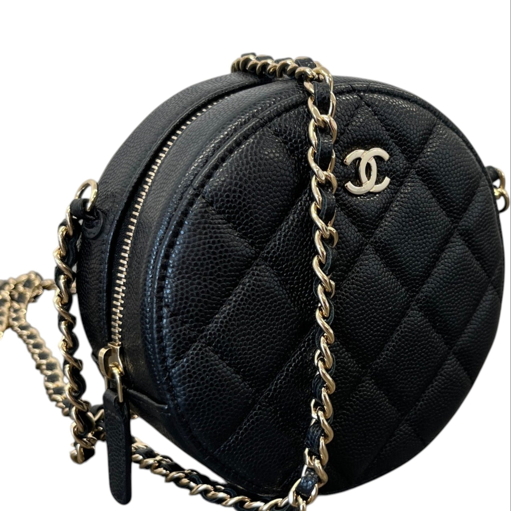 Women's Round Mini Caviar Bag Black