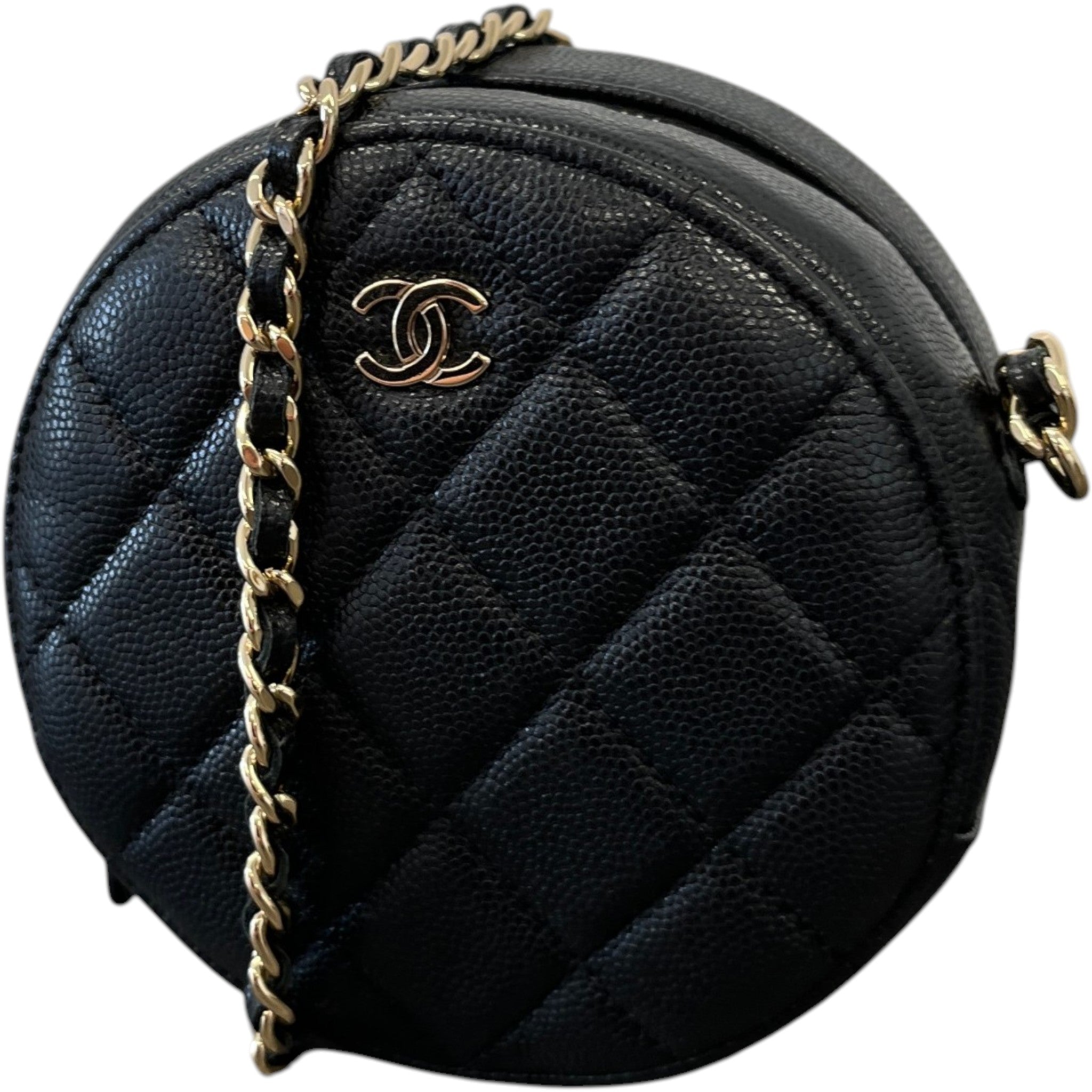 Women's Round Mini Caviar Bag Black