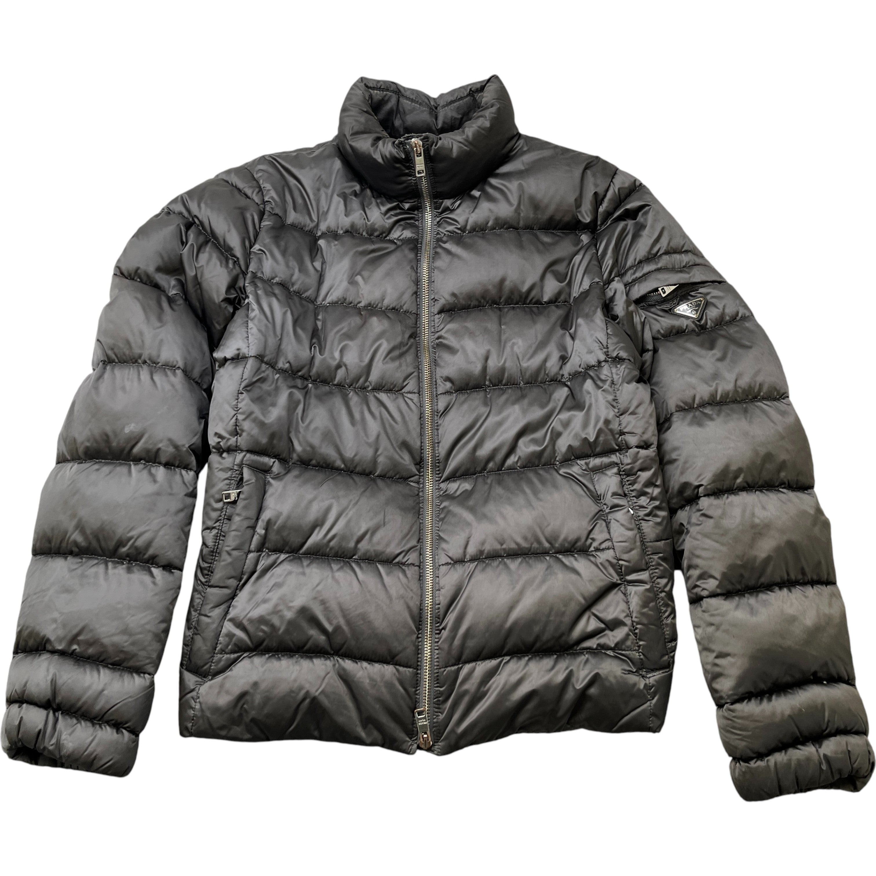 Women's Plaque Logo Down Jacket Grey Size 44 / UK 12