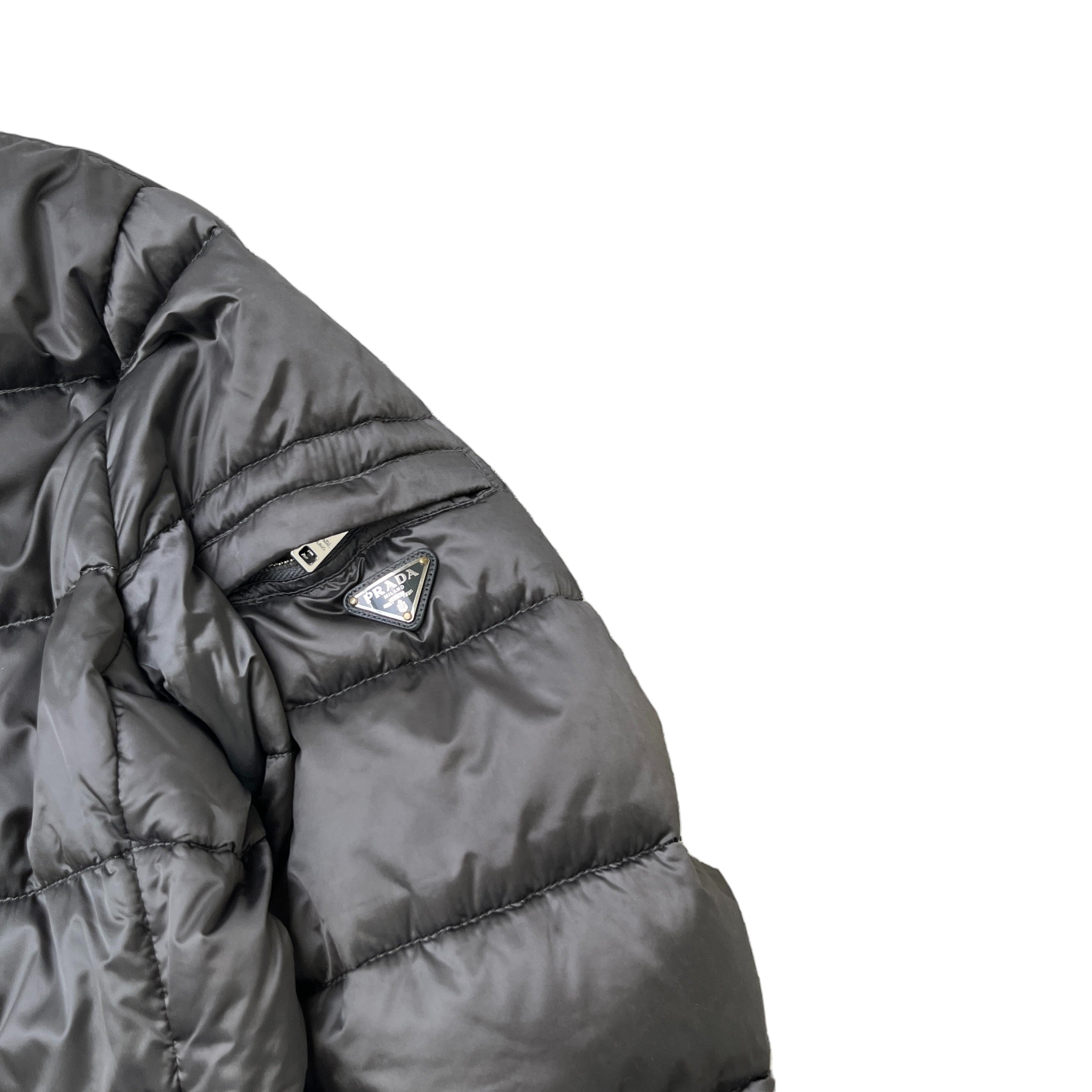 Women's Plaque Logo Down Jacket Grey Size 44 / UK 12