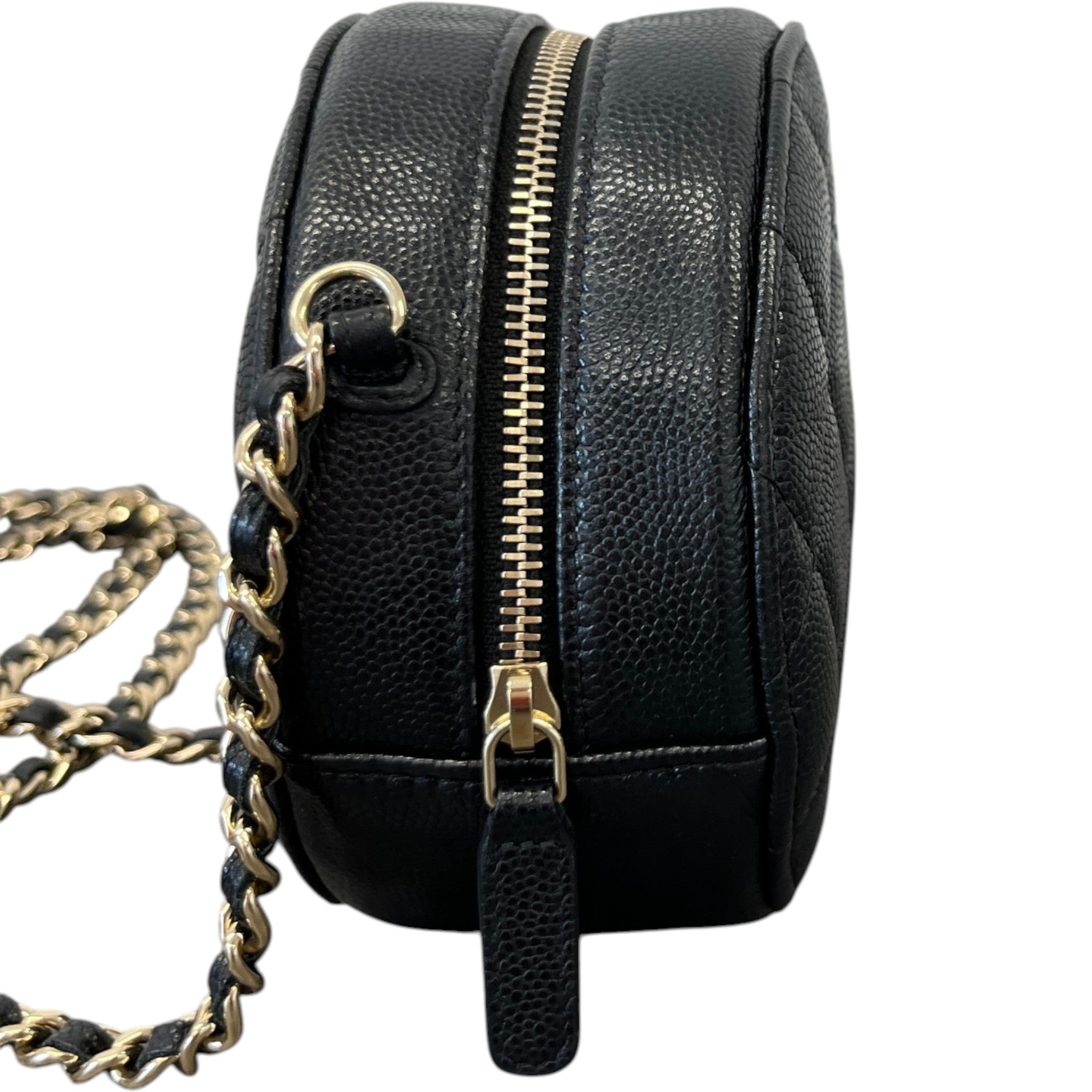 Women's Round Mini Caviar Bag Black