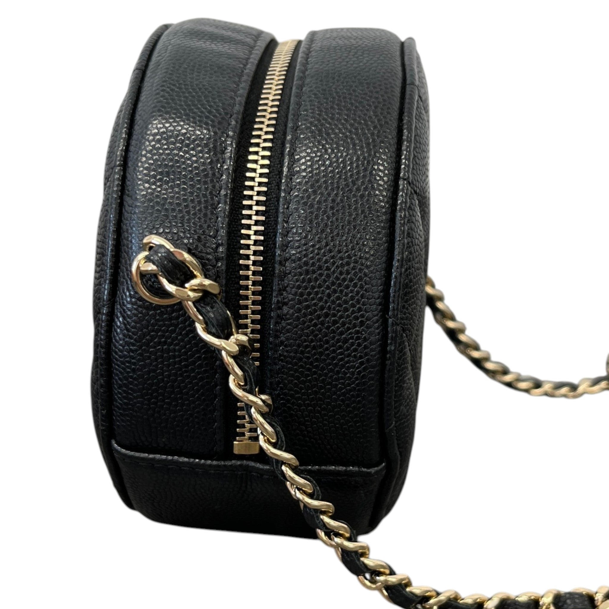 Women's Round Mini Caviar Bag Black