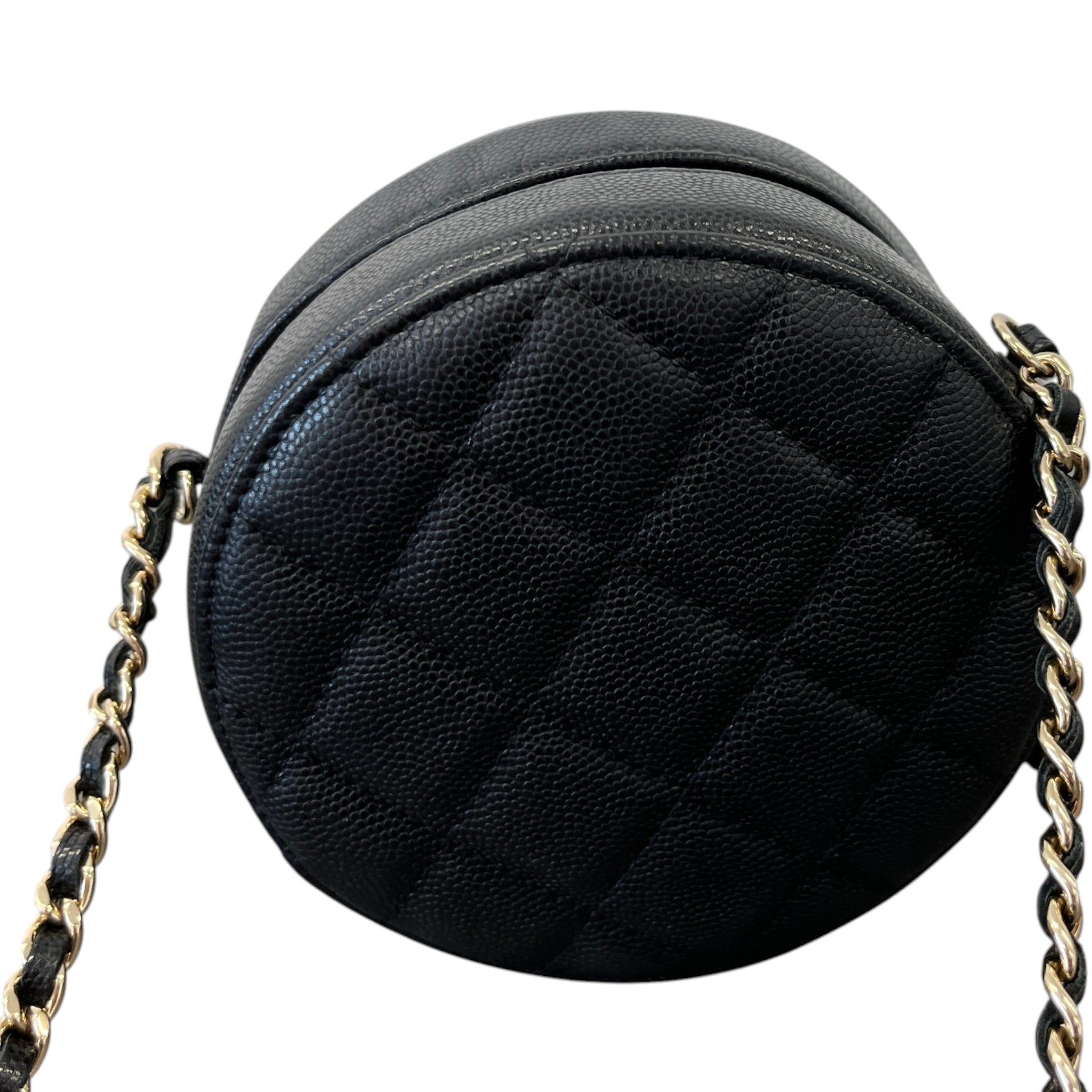 Women's Round Mini Caviar Bag Black