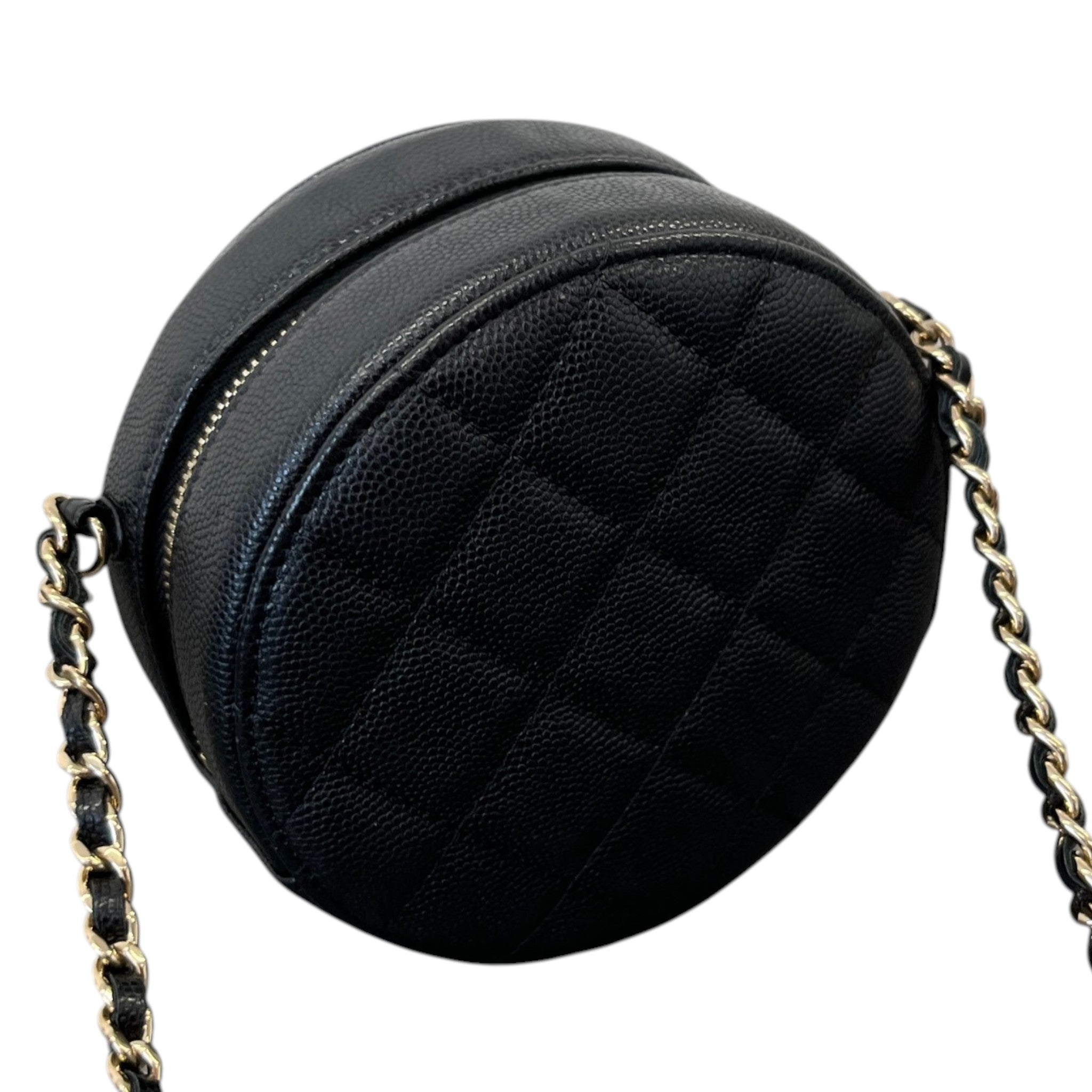 Women's Round Mini Caviar Bag Black