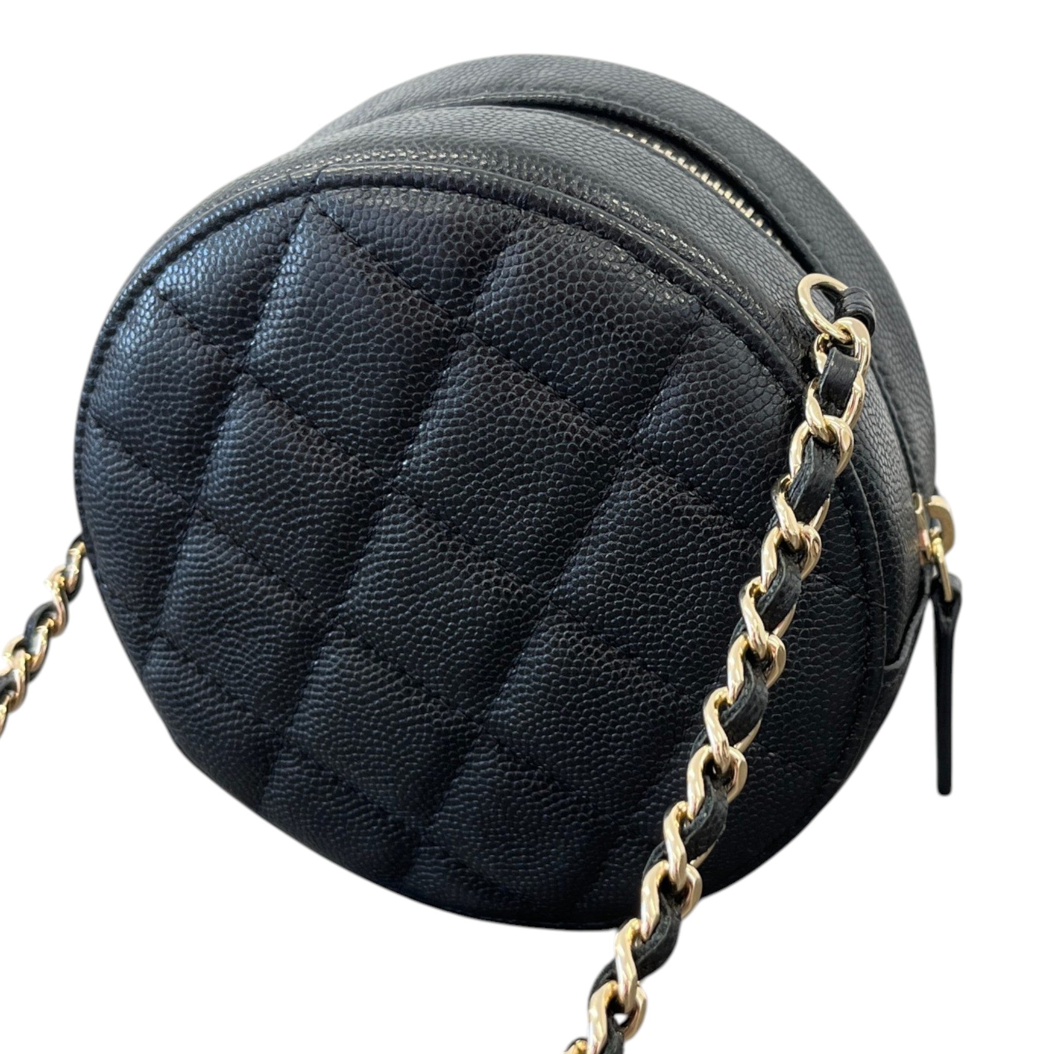 Women's Round Mini Caviar Bag Black