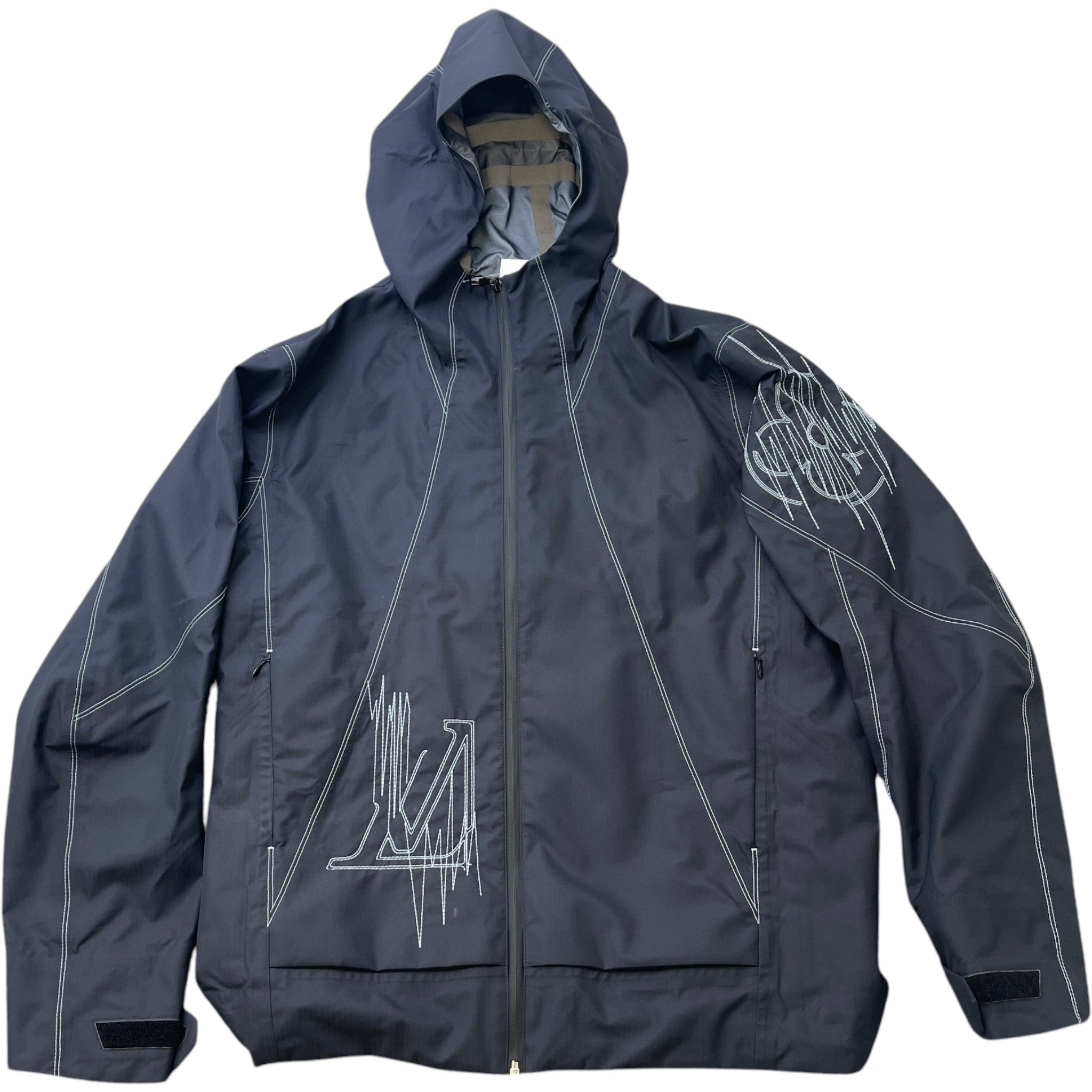 Men's Lv Frequency Technical Hooded Blouson Windbreaker Navy Size IT 52 / XL