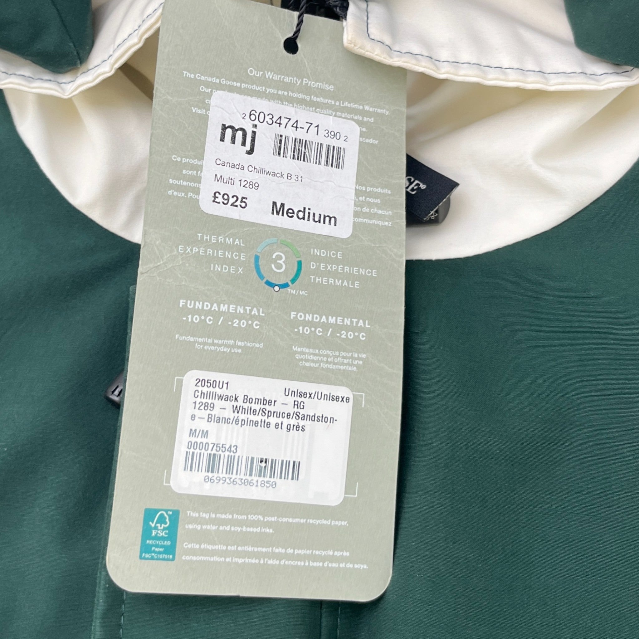 Chilliwack Panelled Arctic-Tech Bomber Down Jacket Green Size M