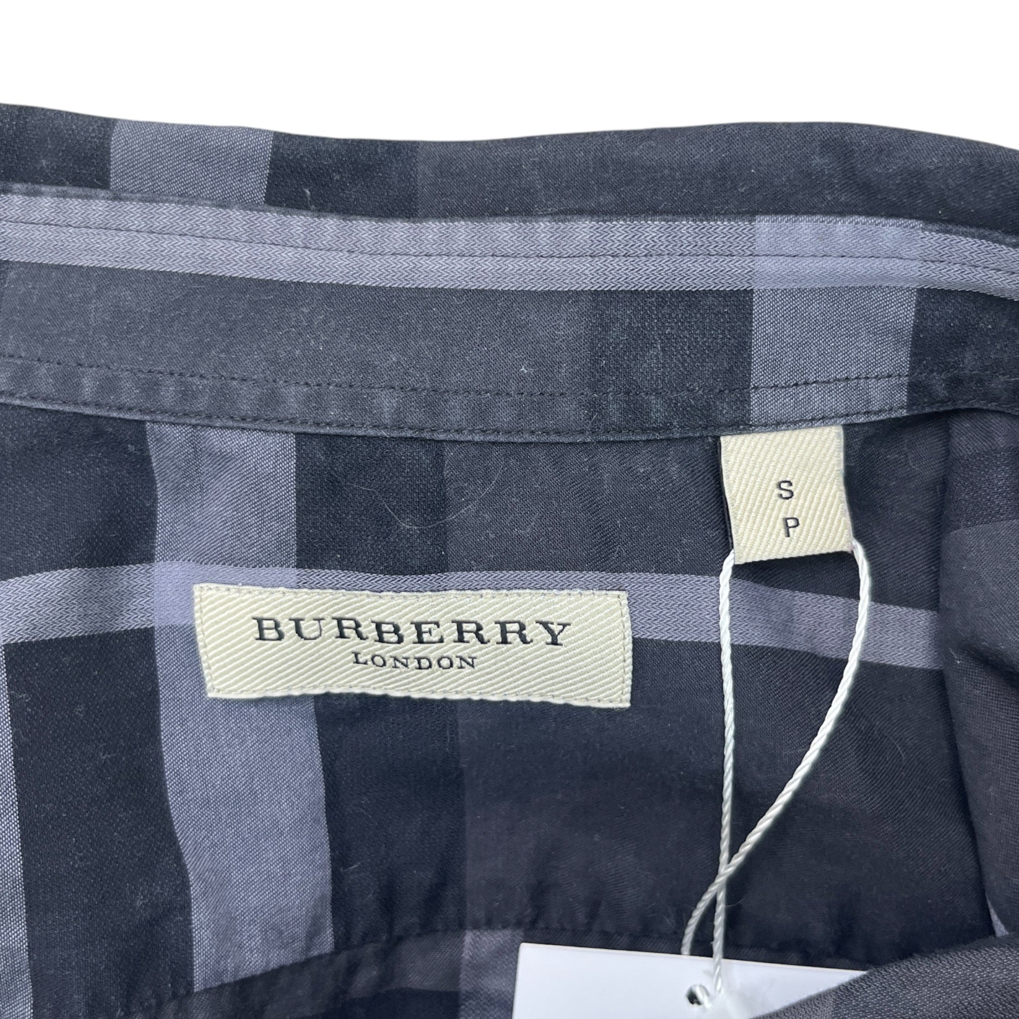 Men's Checkered Long Sleeve Shirt Navy Size S