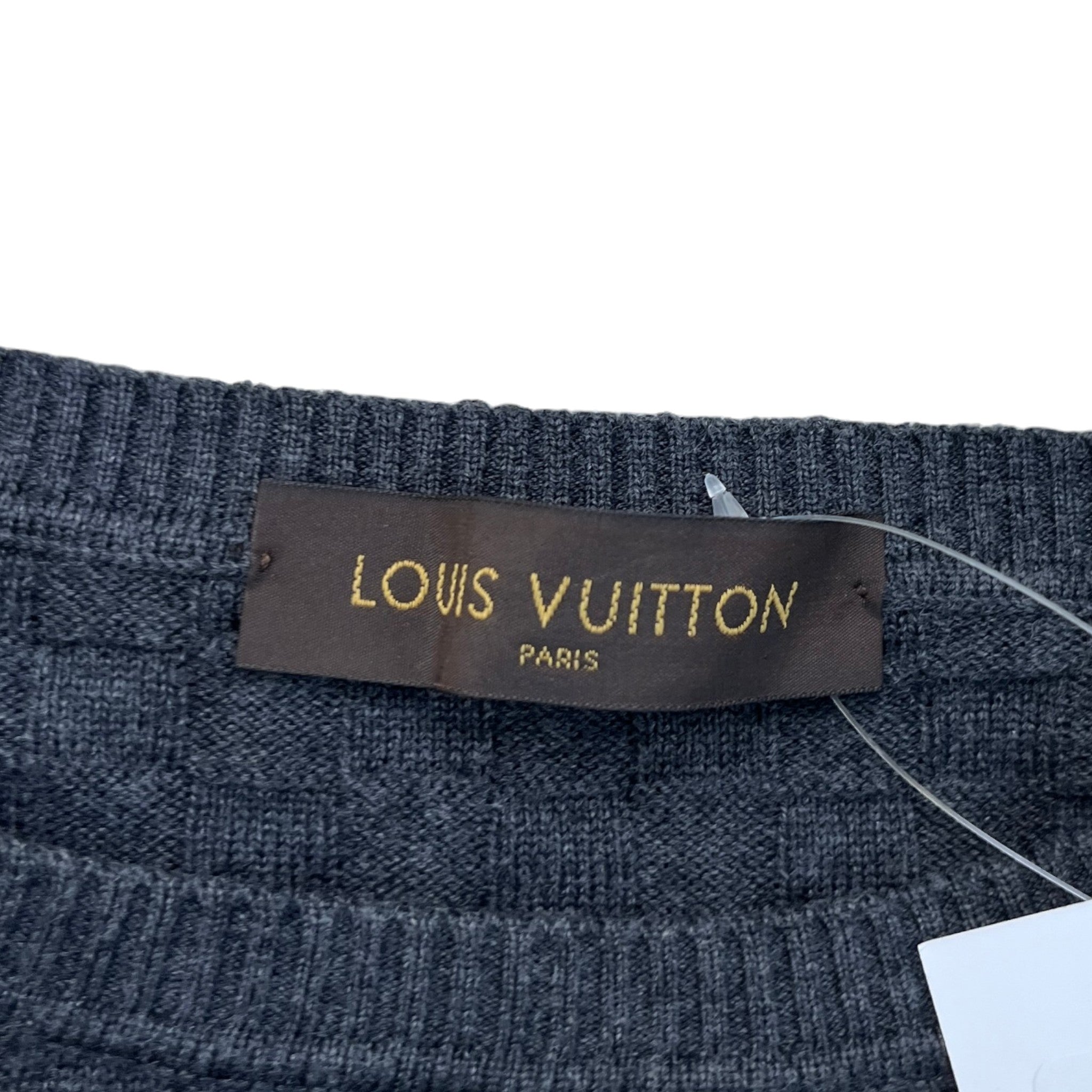 Men's Damier Signature Crewneck Jumper Grey Size M