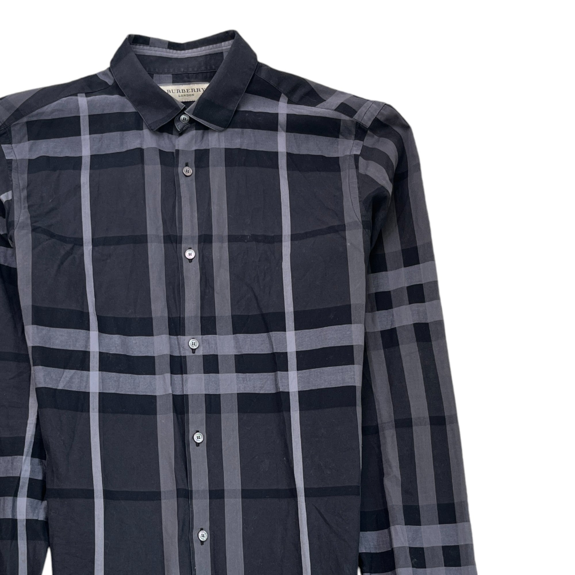 Men's Checkered Long Sleeve Shirt Navy Size S