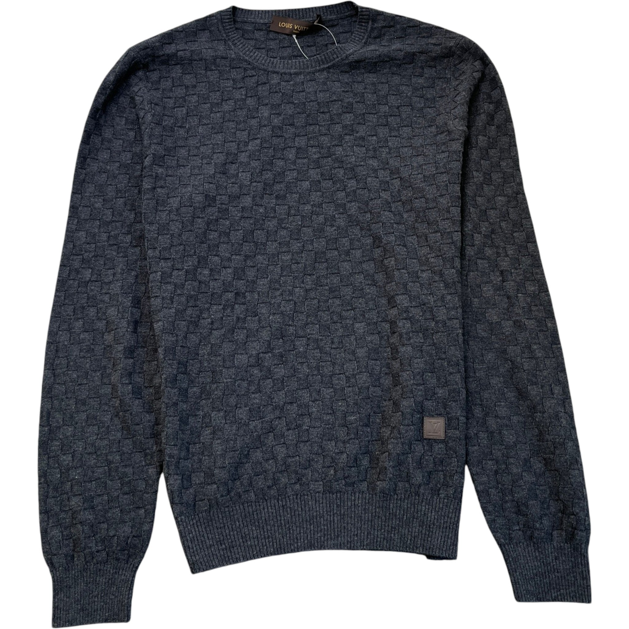 Men's Damier Signature Crewneck Jumper Grey Size M
