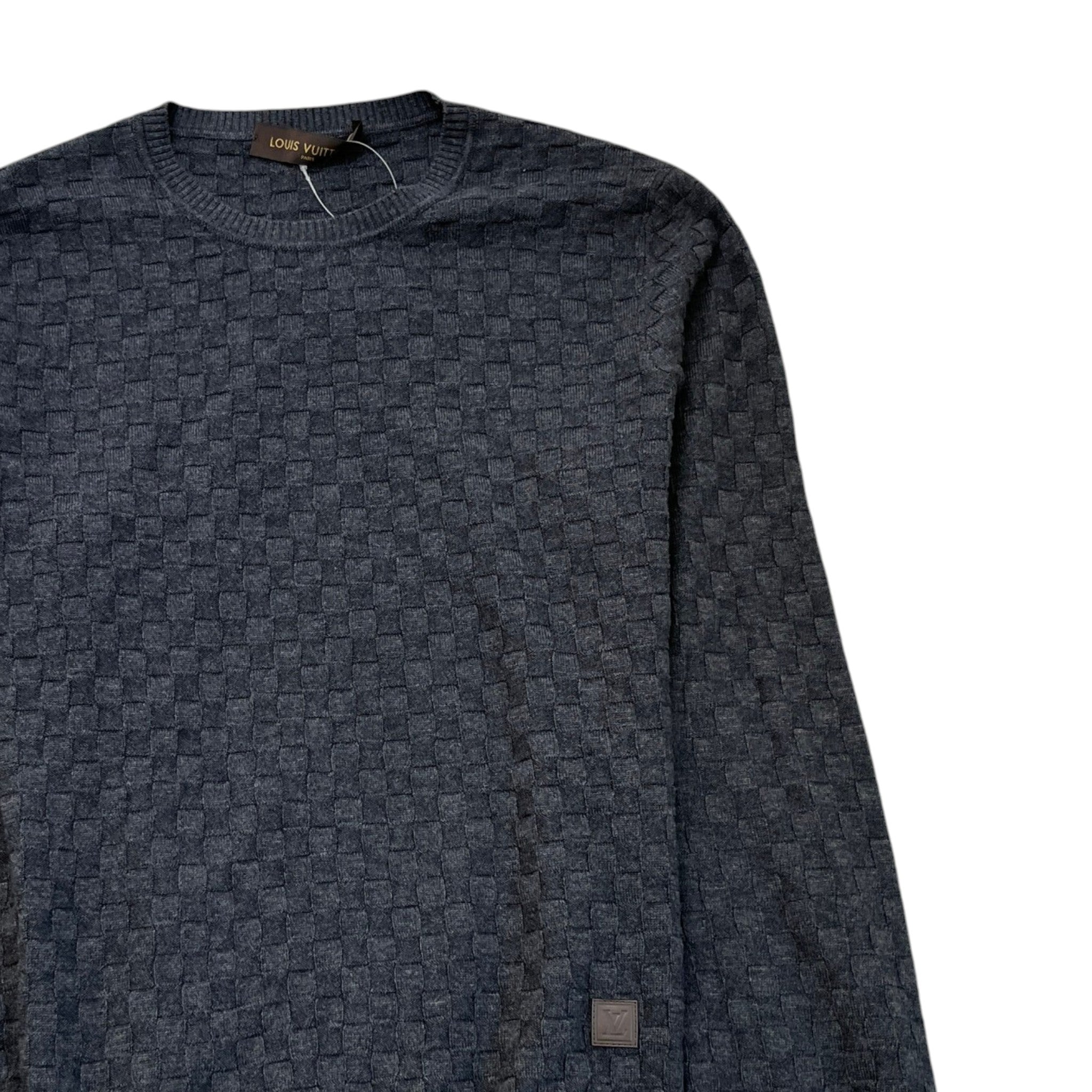 Men's Damier Signature Crewneck Jumper Grey Size M