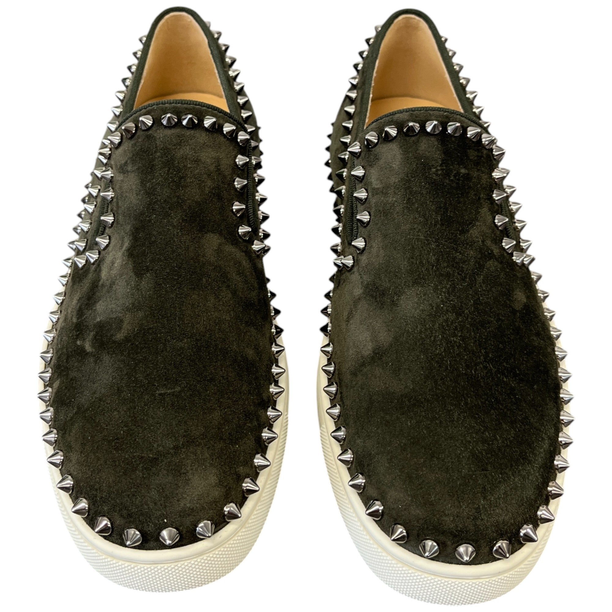 Men's Pik Boat Studded Suede Loafers Khaki Size EU 39.5 / UK 5.5