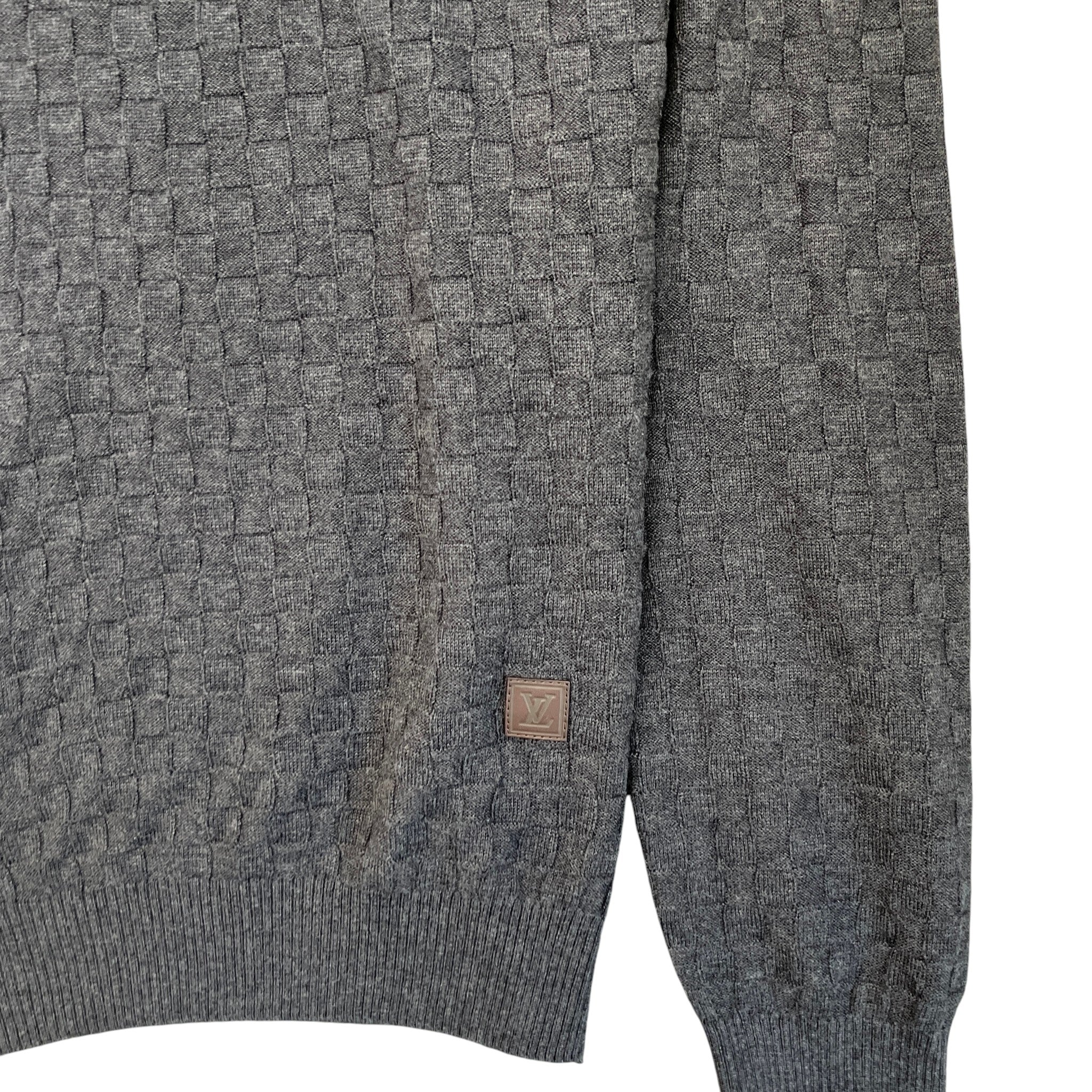 Men's Damier Signature Crewneck Jumper Grey Size M