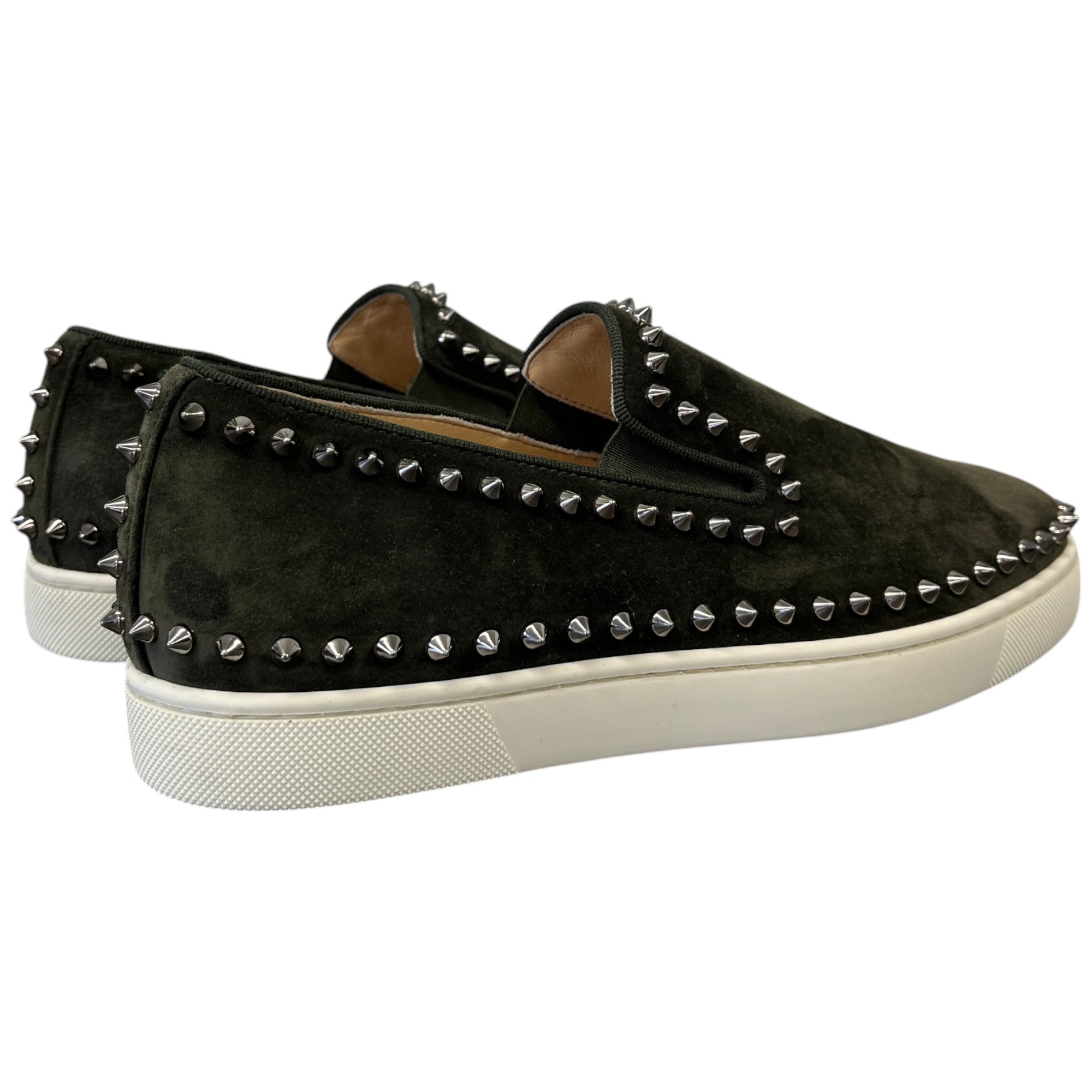 Men's Pik Boat Studded Suede Loafers Khaki Size EU 39.5 / UK 5.5