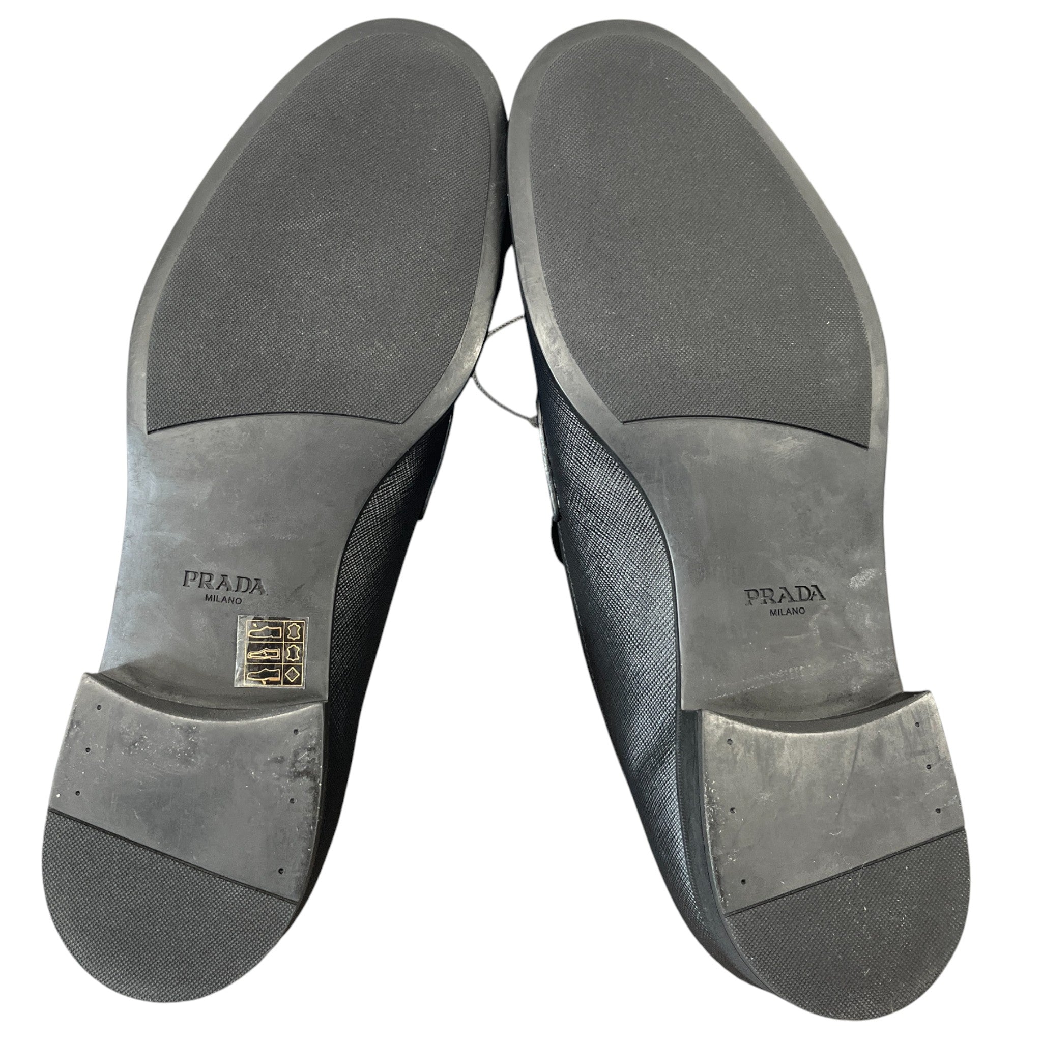 Men's Plaque Logo Saffiano Loafers Black Size EU 44 / UK 10