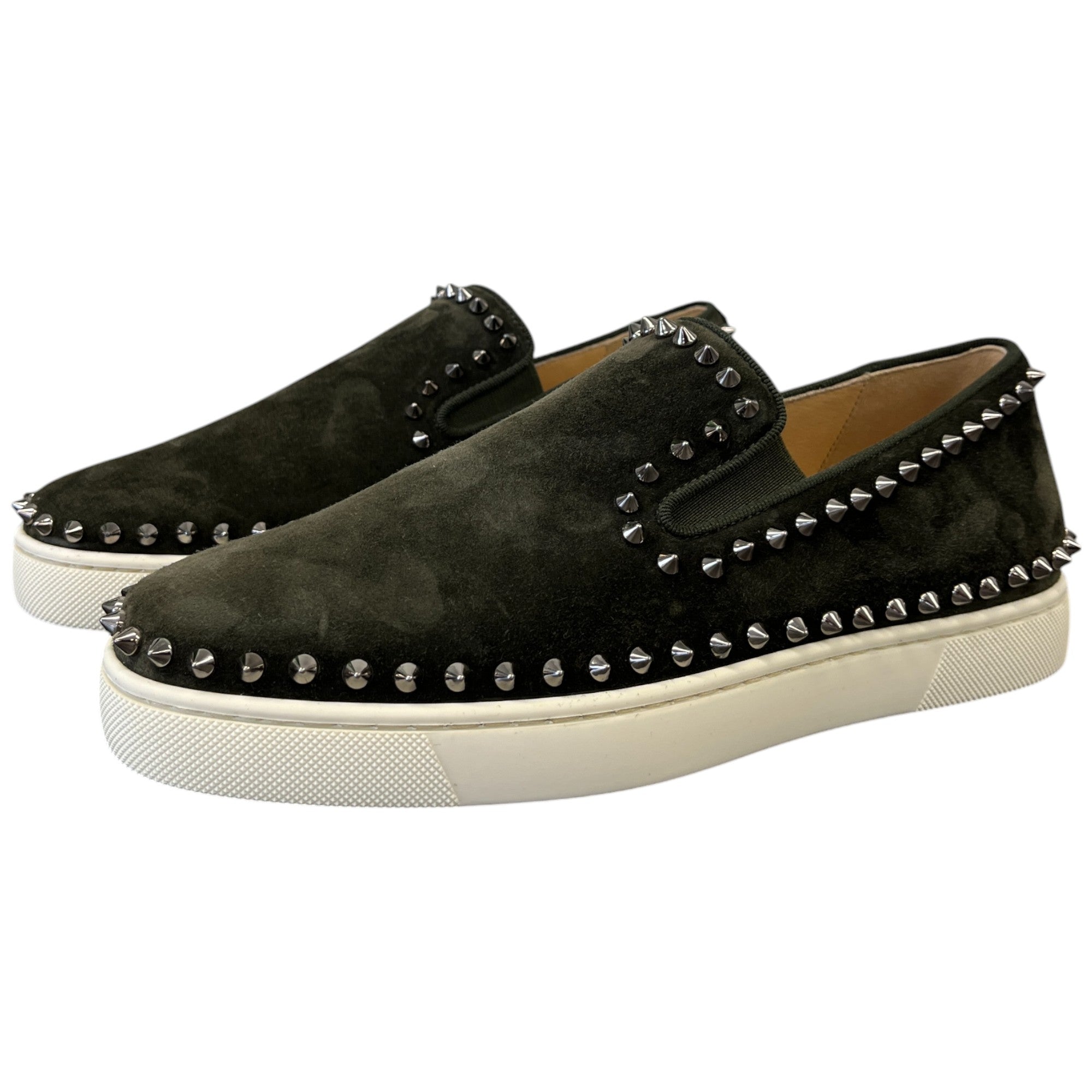 Men's Pik Boat Studded Suede Loafers Khaki Size EU 39.5 / UK 5.5
